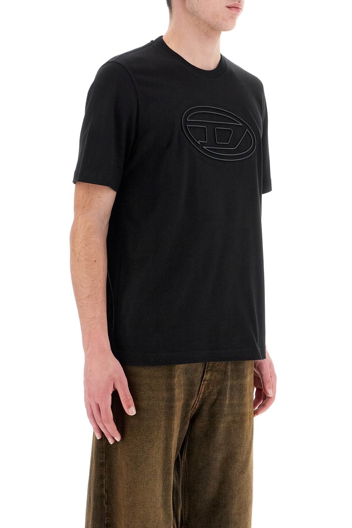 black cotton t-shirt with embossed logo