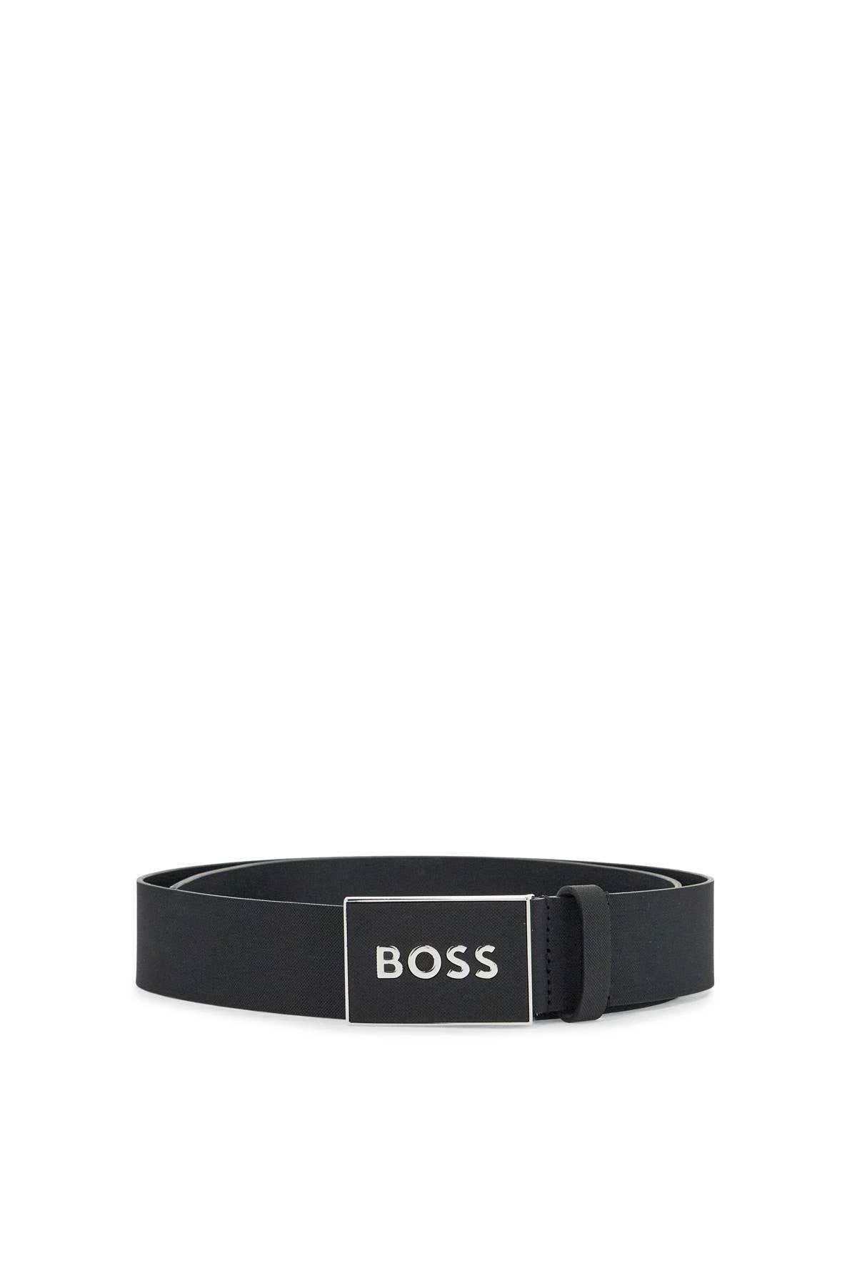 black leather belt with rectangular buckle icon-s1