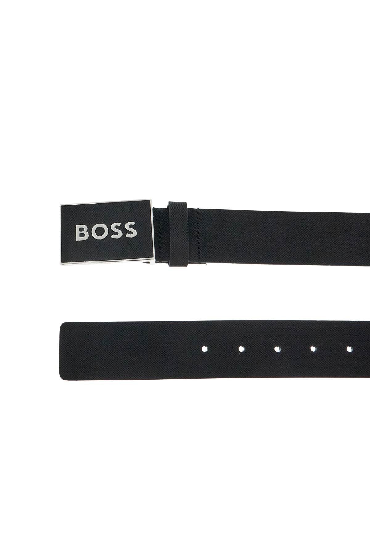 black leather belt with rectangular buckle icon-s1