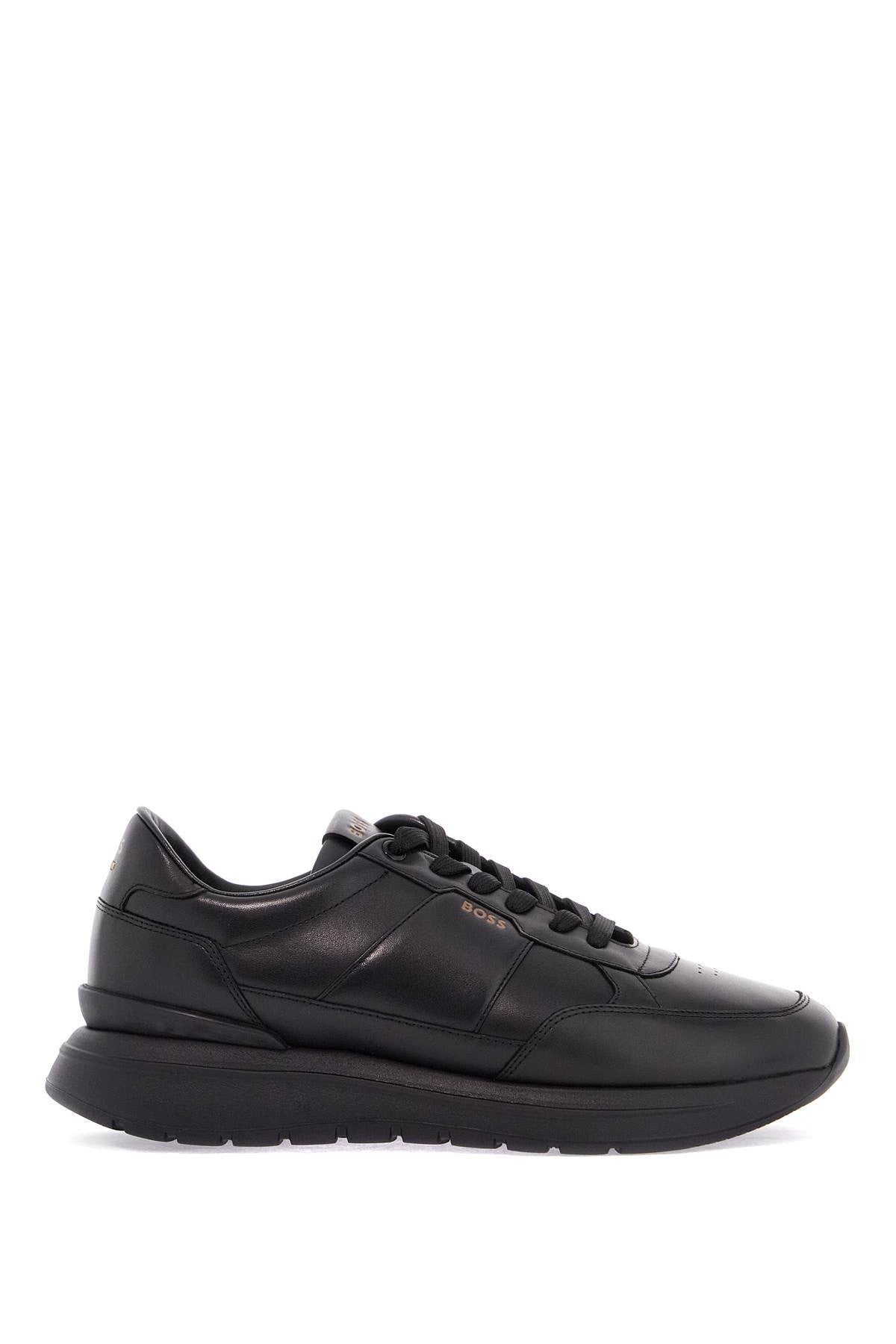 black leather minimalist sneakers with leather sole jace_runn_bu