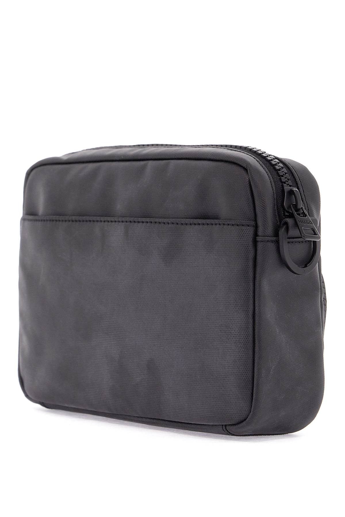 black minimalist nylon crossbody bag with zip