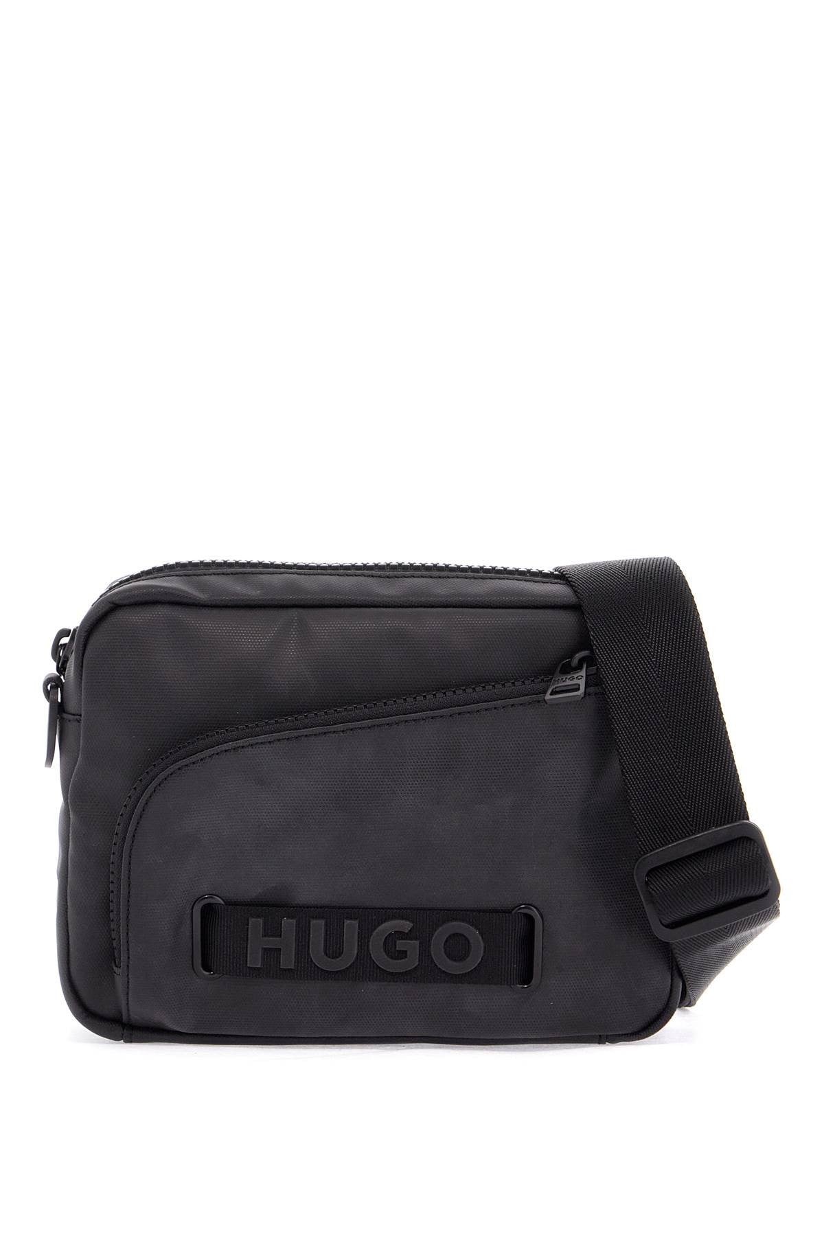 black minimalist nylon crossbody bag with zip