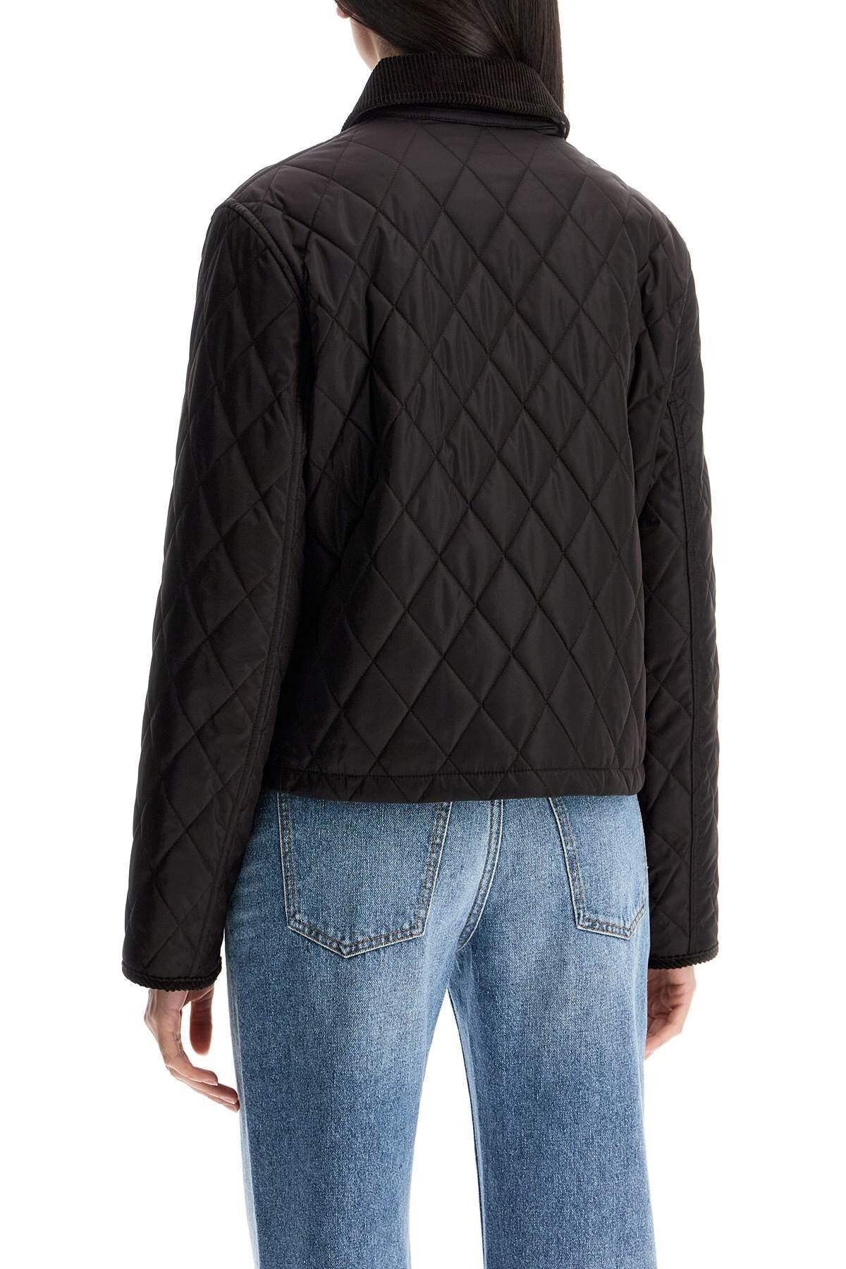 black quilted nylon cropped jacket with high collar