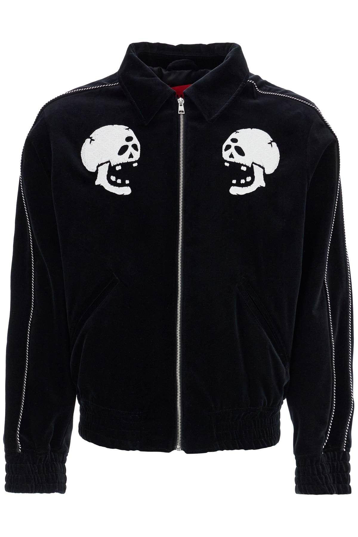 black skull pattern cotton jacket with zip