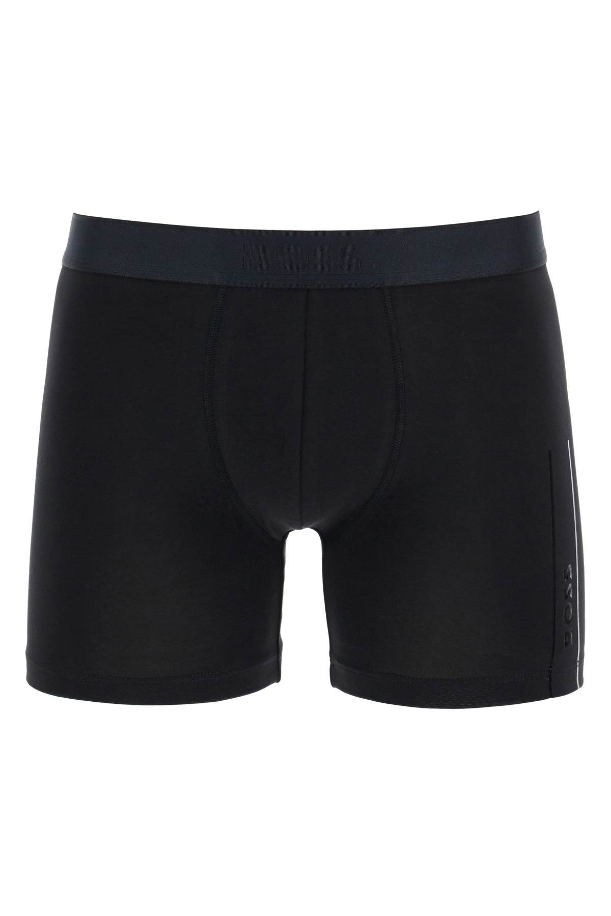 black slim fit boxer in cotton with logo elastic