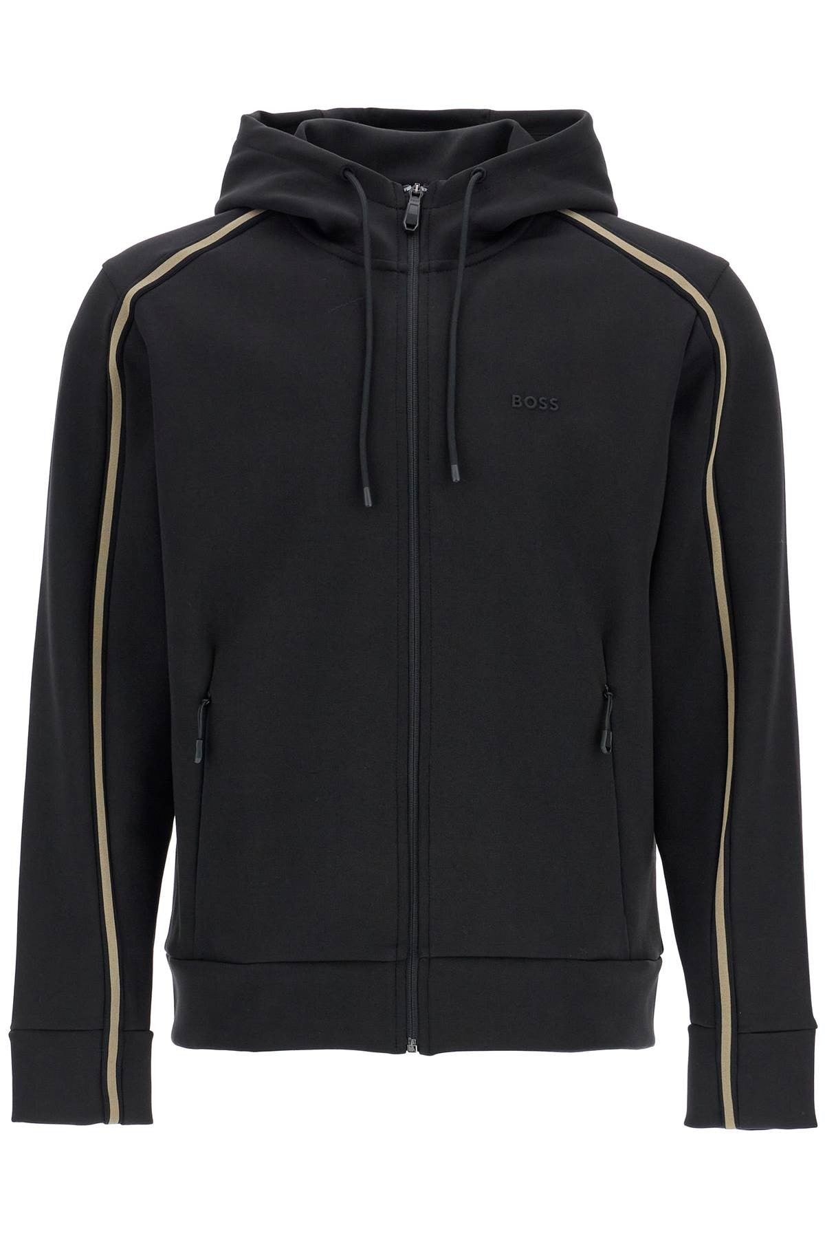 black zip-up hoodie for men saggy 1