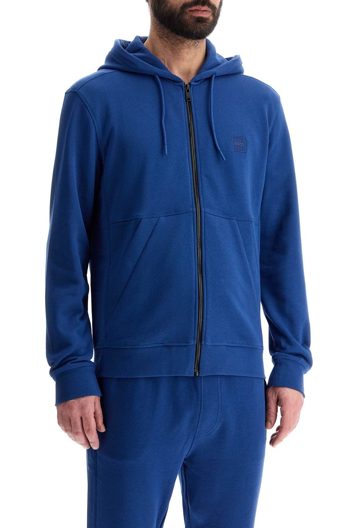 blue regular fit zip hoodie long sleeve