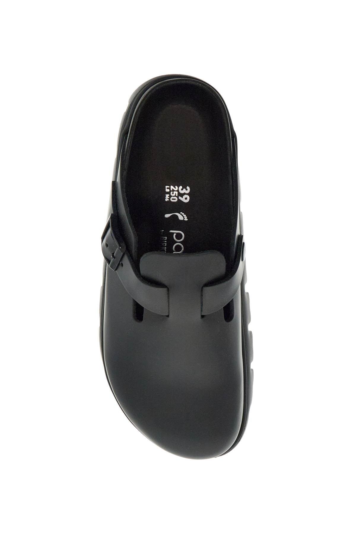 boston chunky slipper in black natural leather with serrated sole