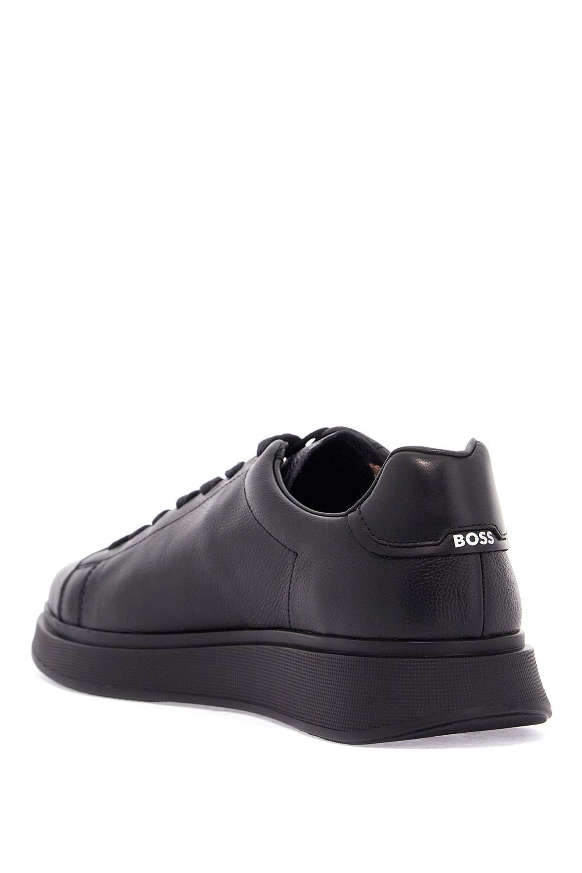 bulton runn gr black leather sneakers with rubber sole