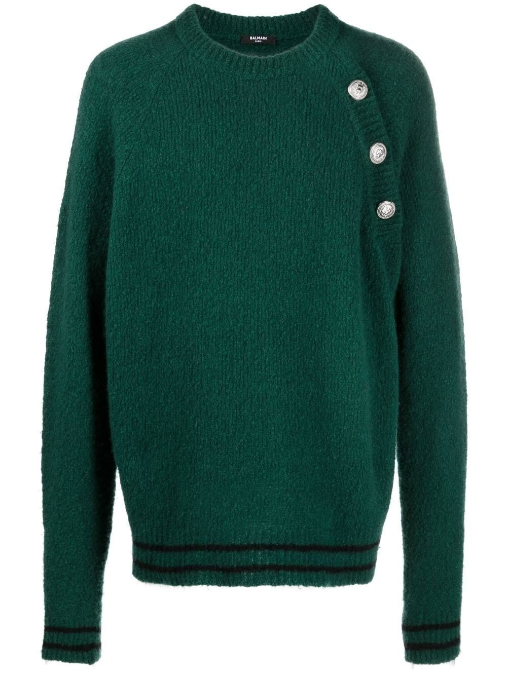 Buttoned Crewneck Sweater
