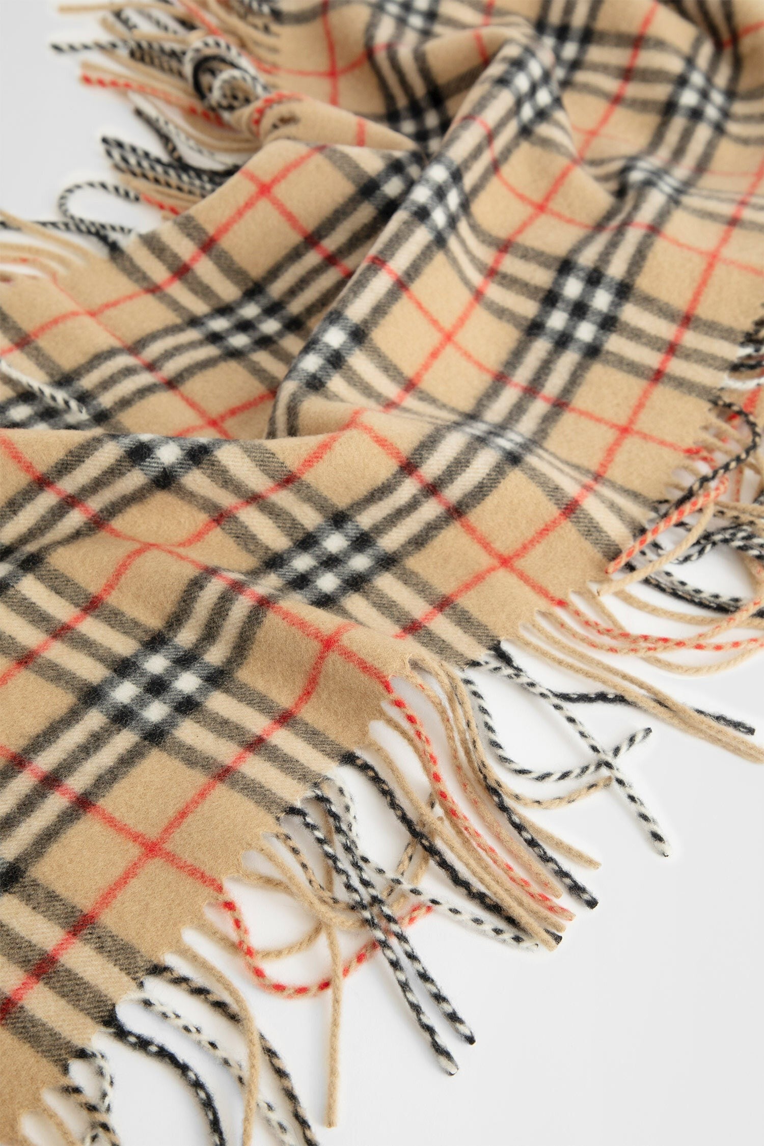 check cachemire fringed scarf