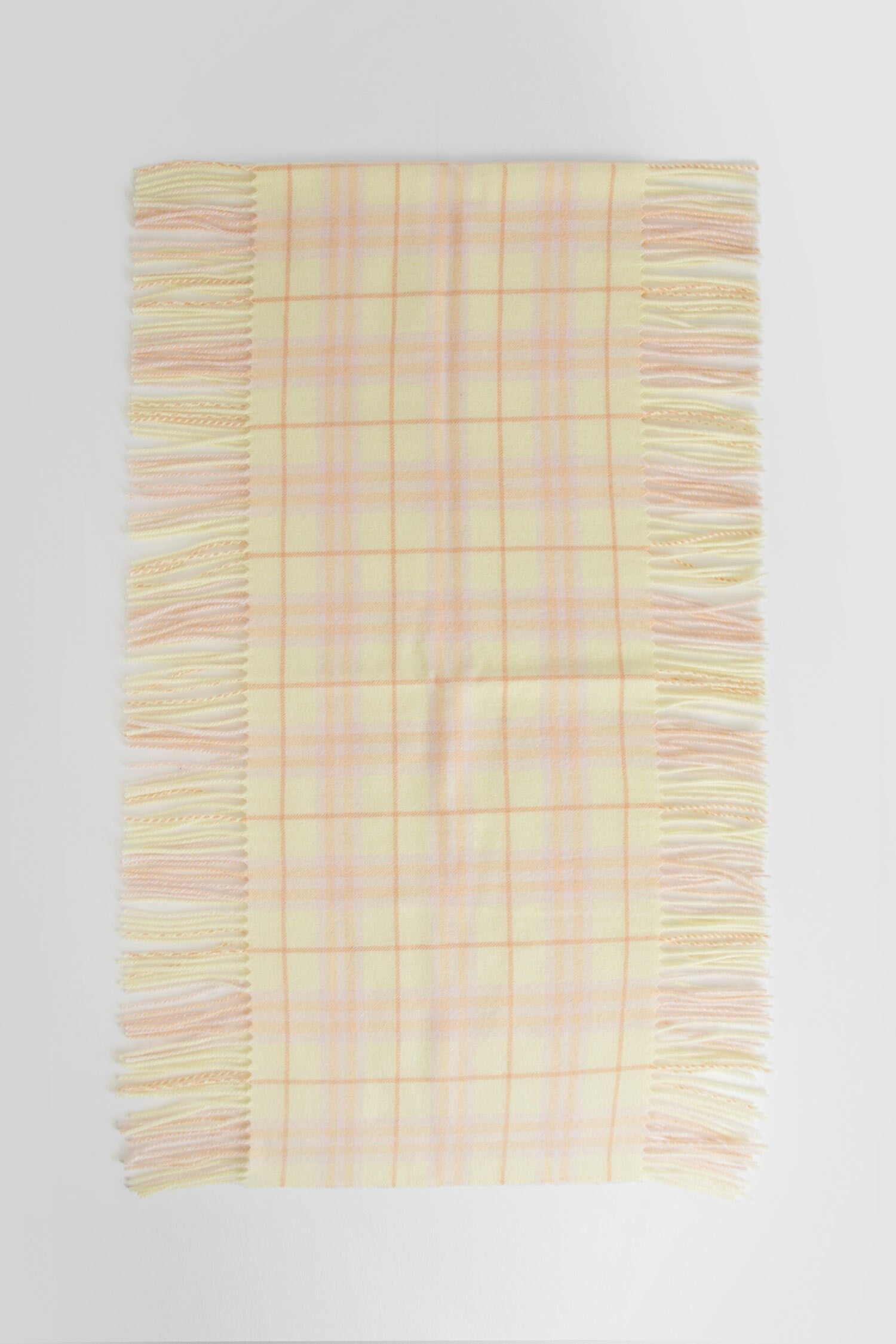 check cashmere fringed scarf