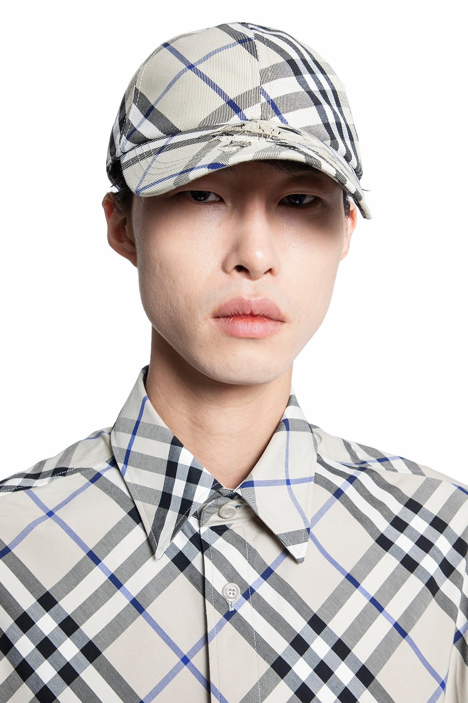 Check Cotton Blend Baseball Cap