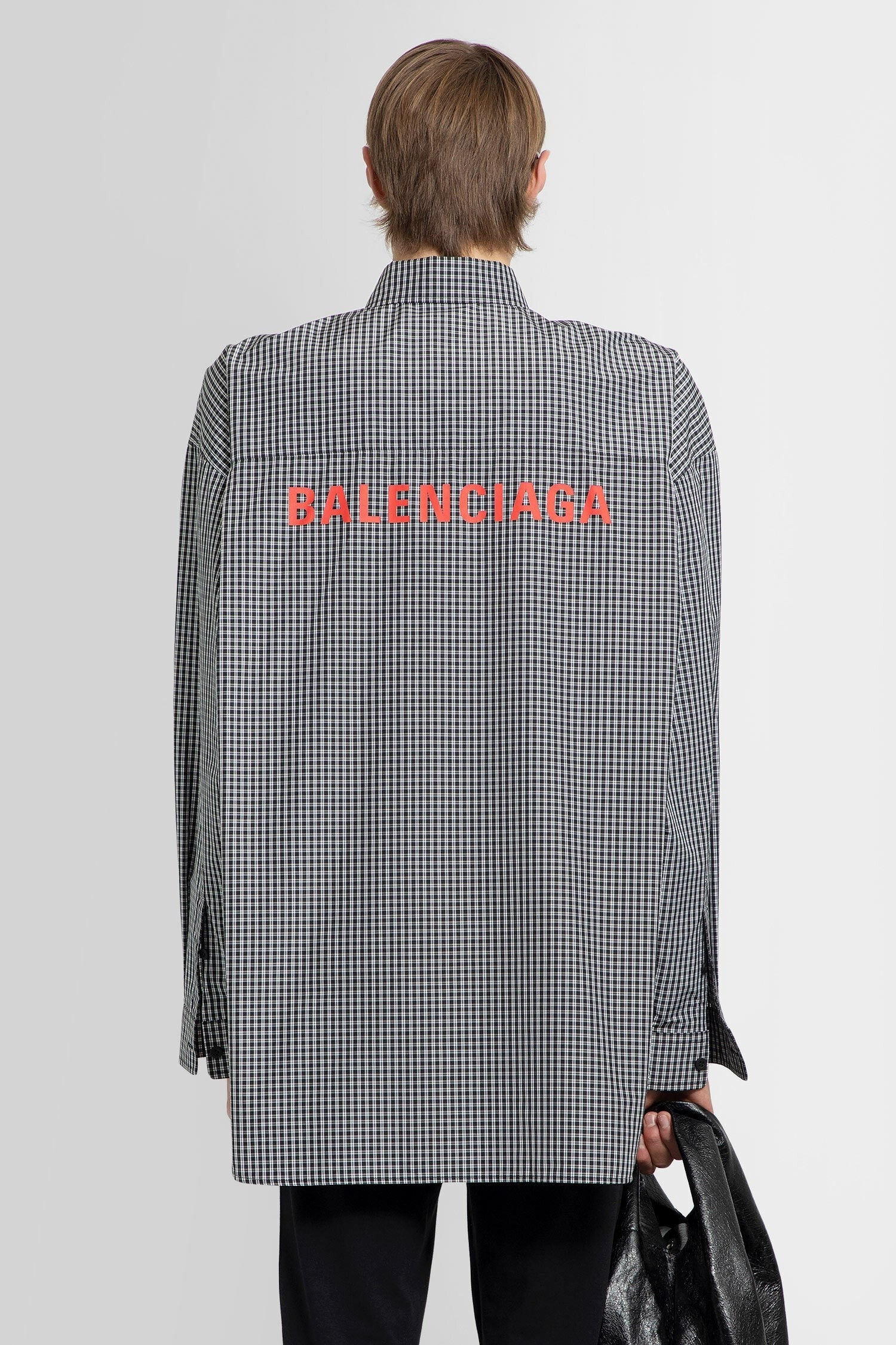 check with logo print oversized shirt