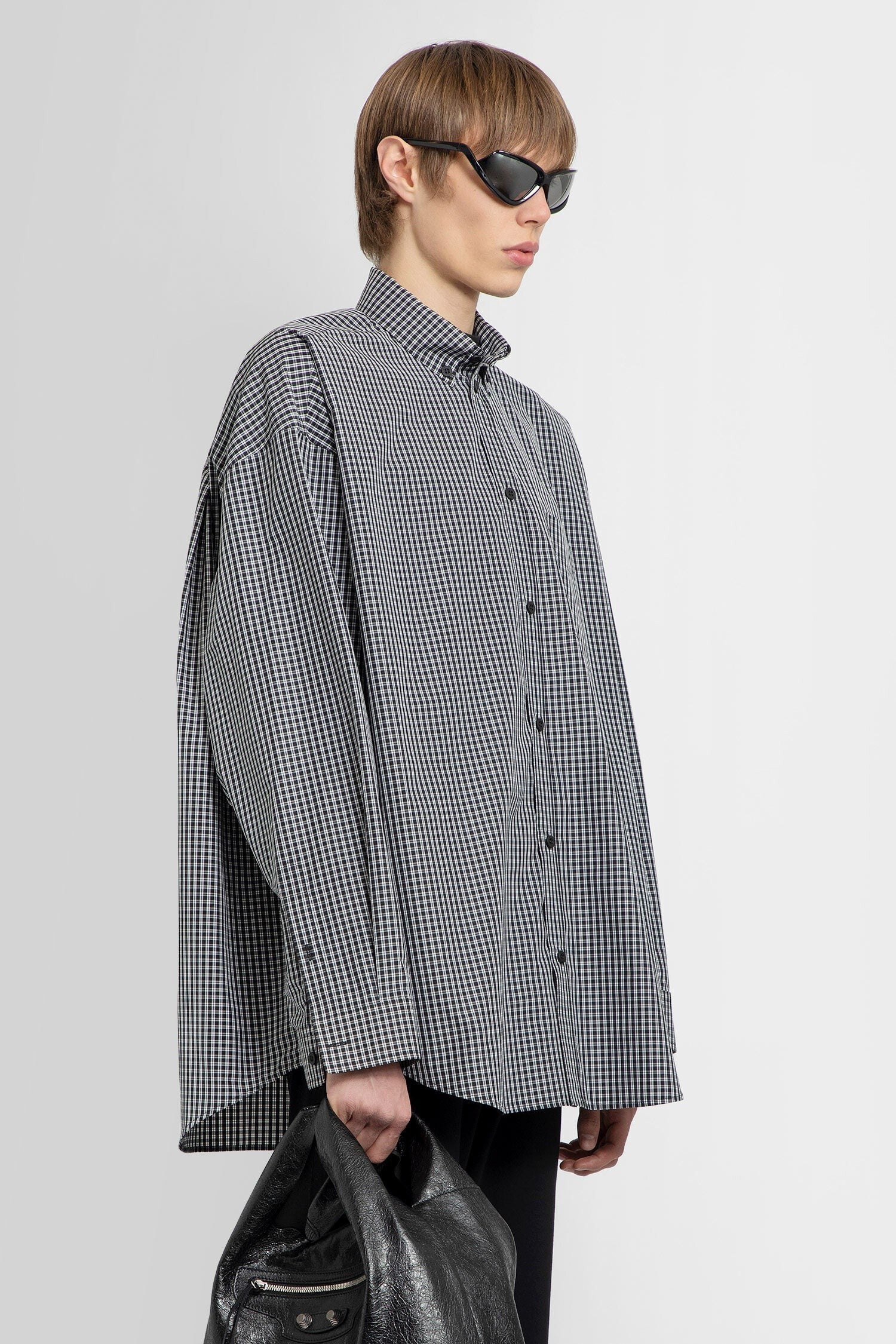 check with logo print oversized shirt