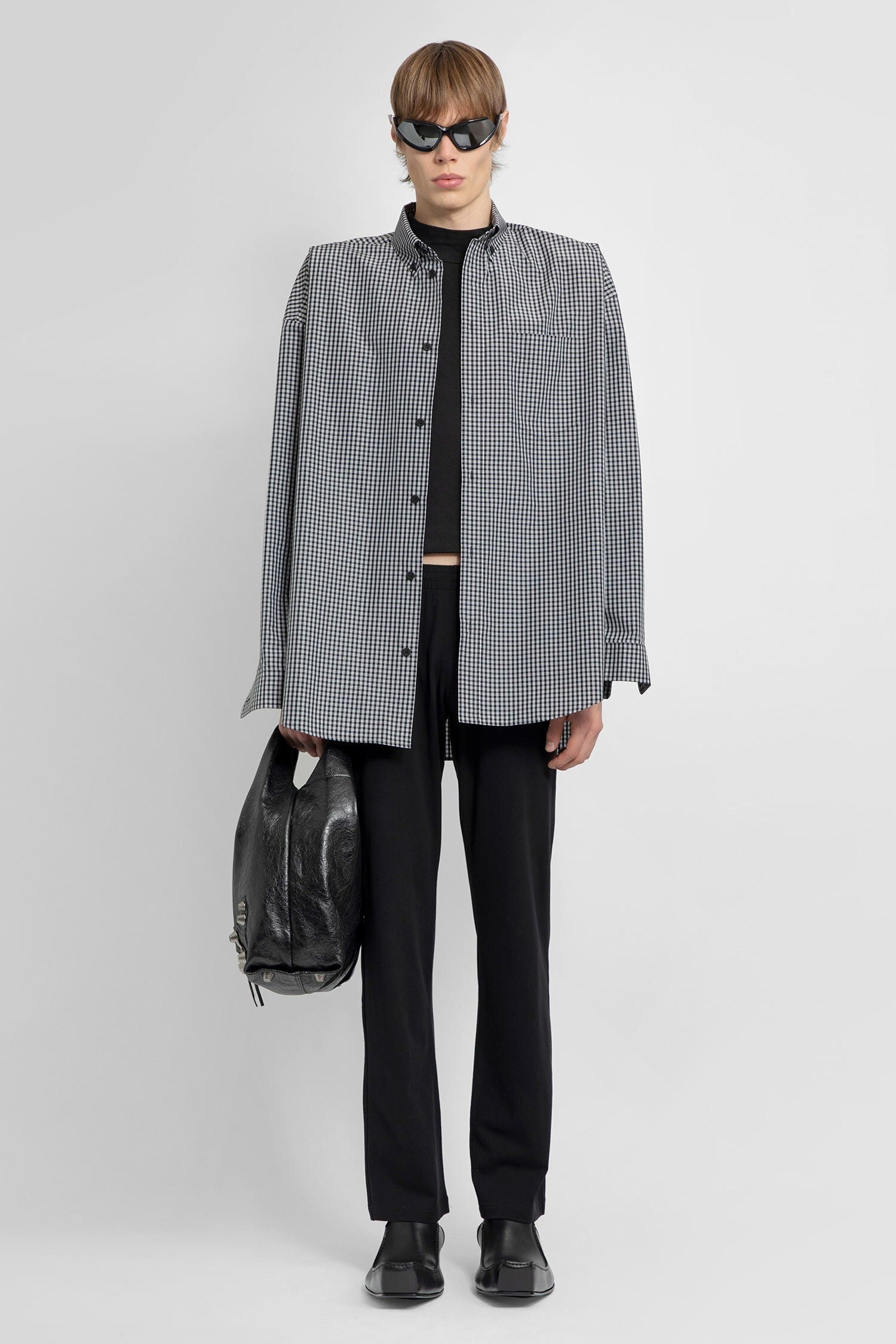 check with logo print oversized shirt