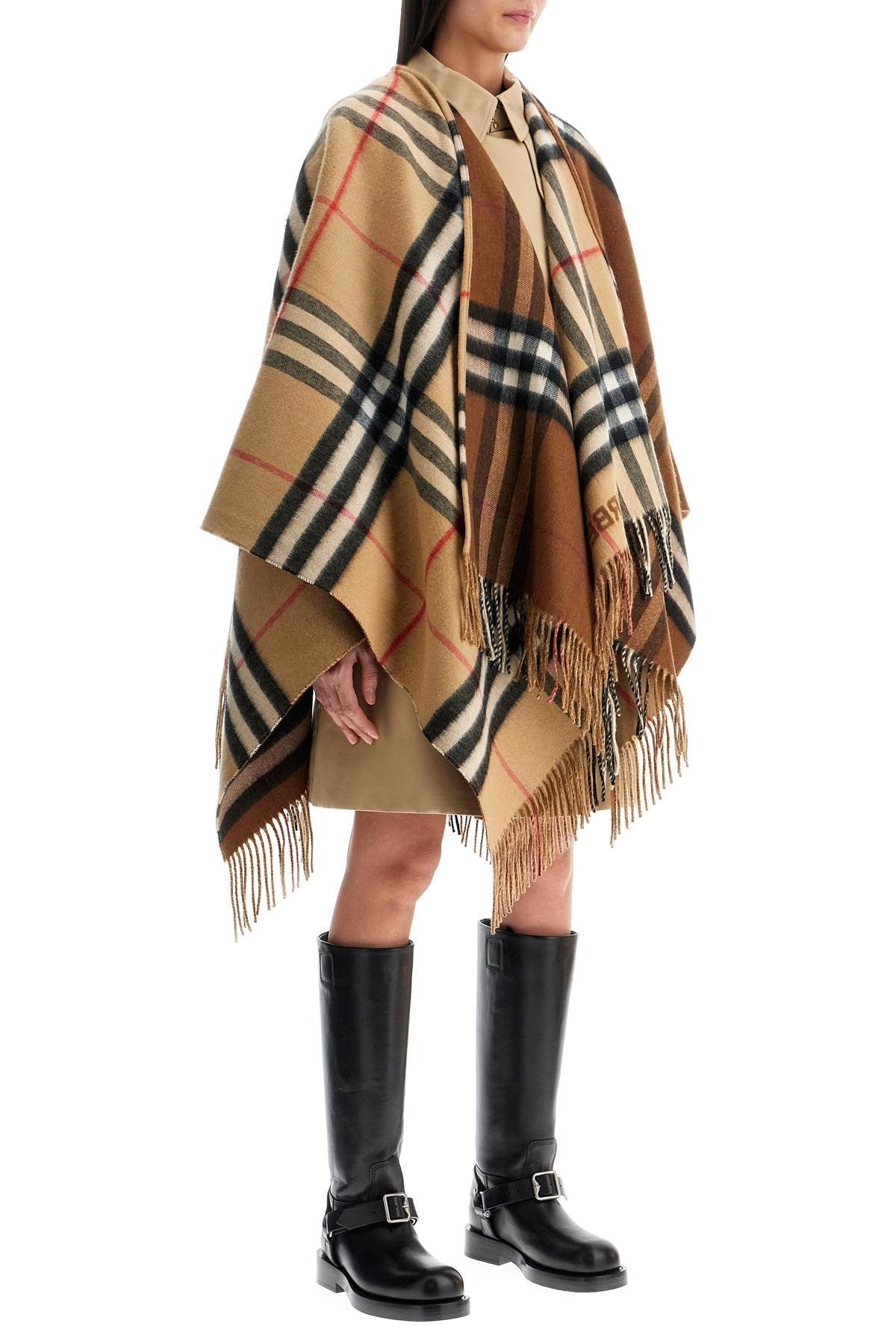Check Wool And Cashmere Cape