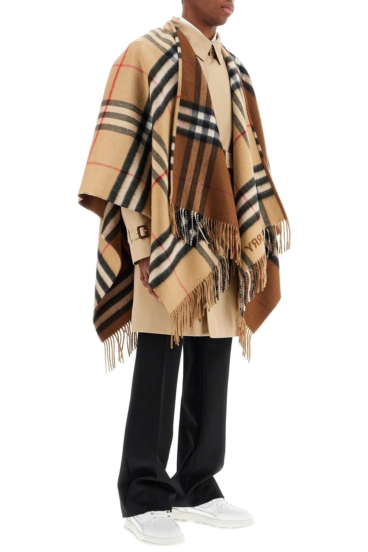 Check Wool And Cashmere Cape