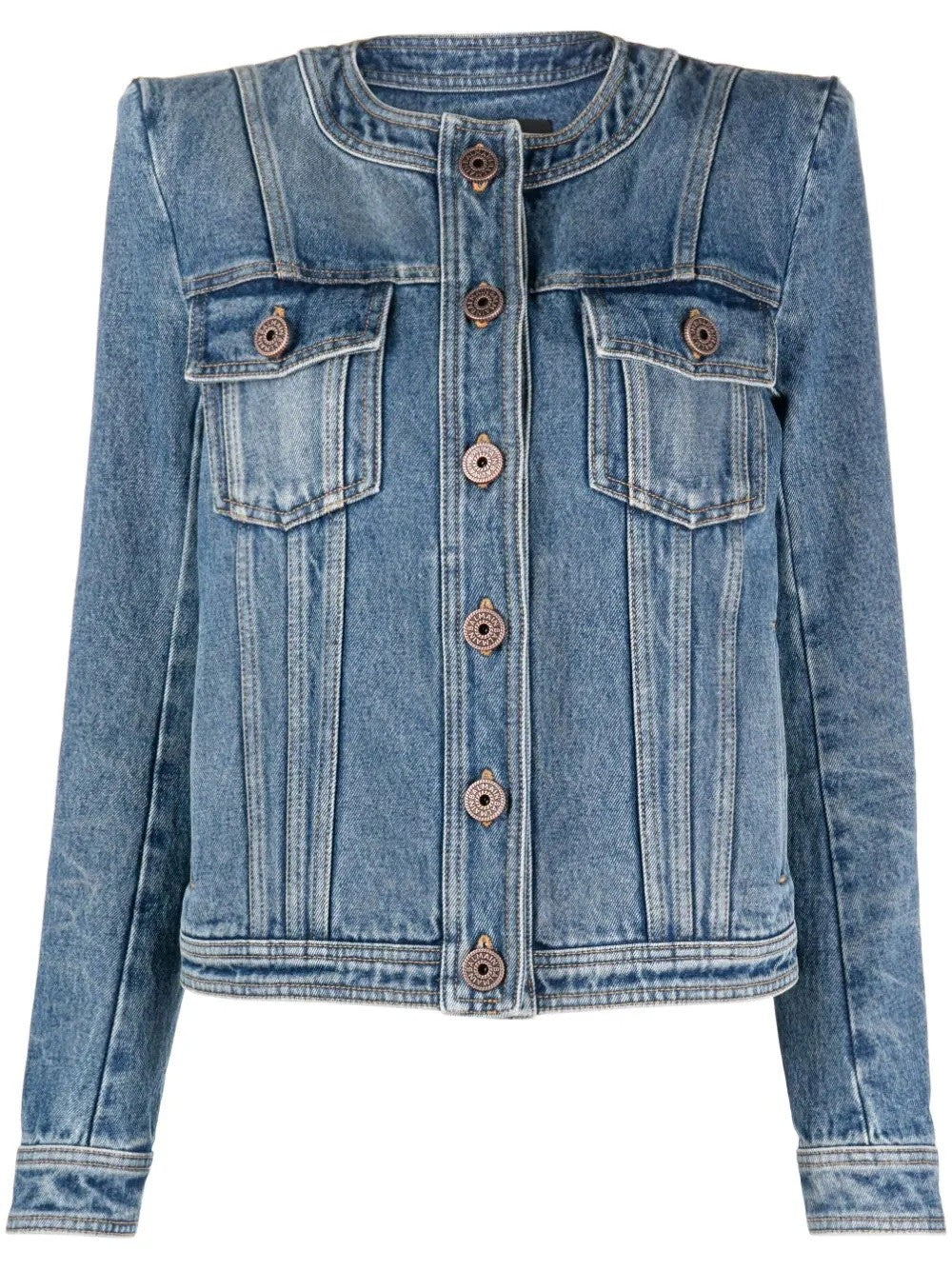 Collarless Denim Jacket