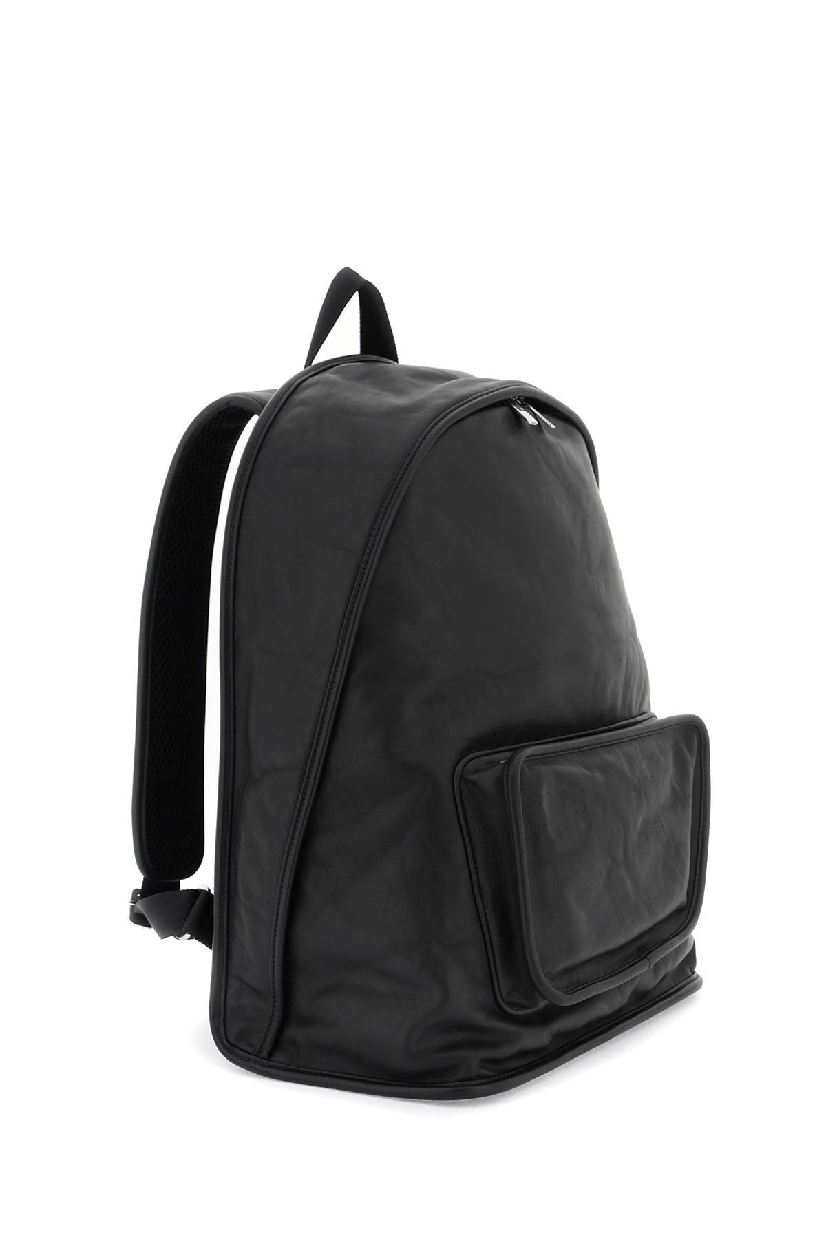 'Crinkled Leather Shield Backpack