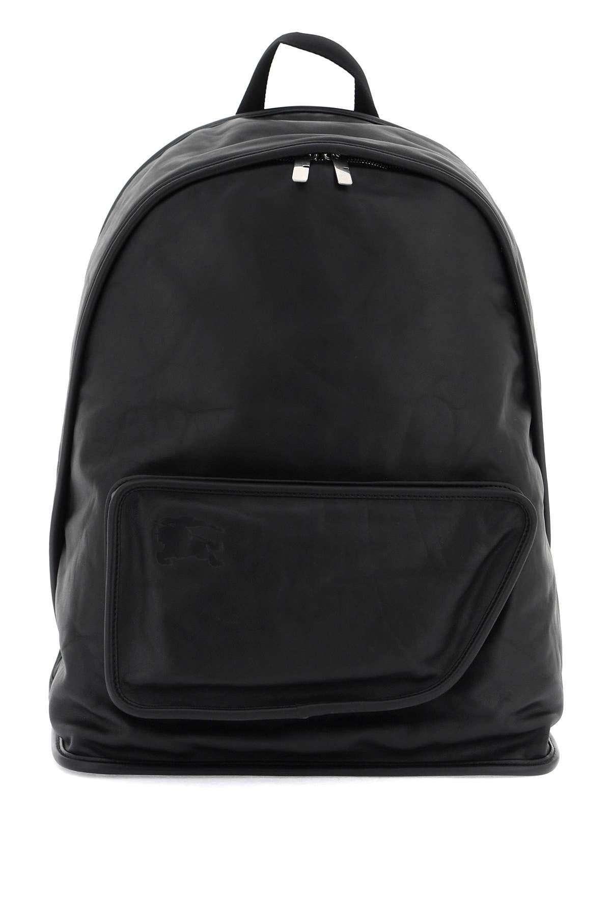 'Crinkled Leather Shield Backpack