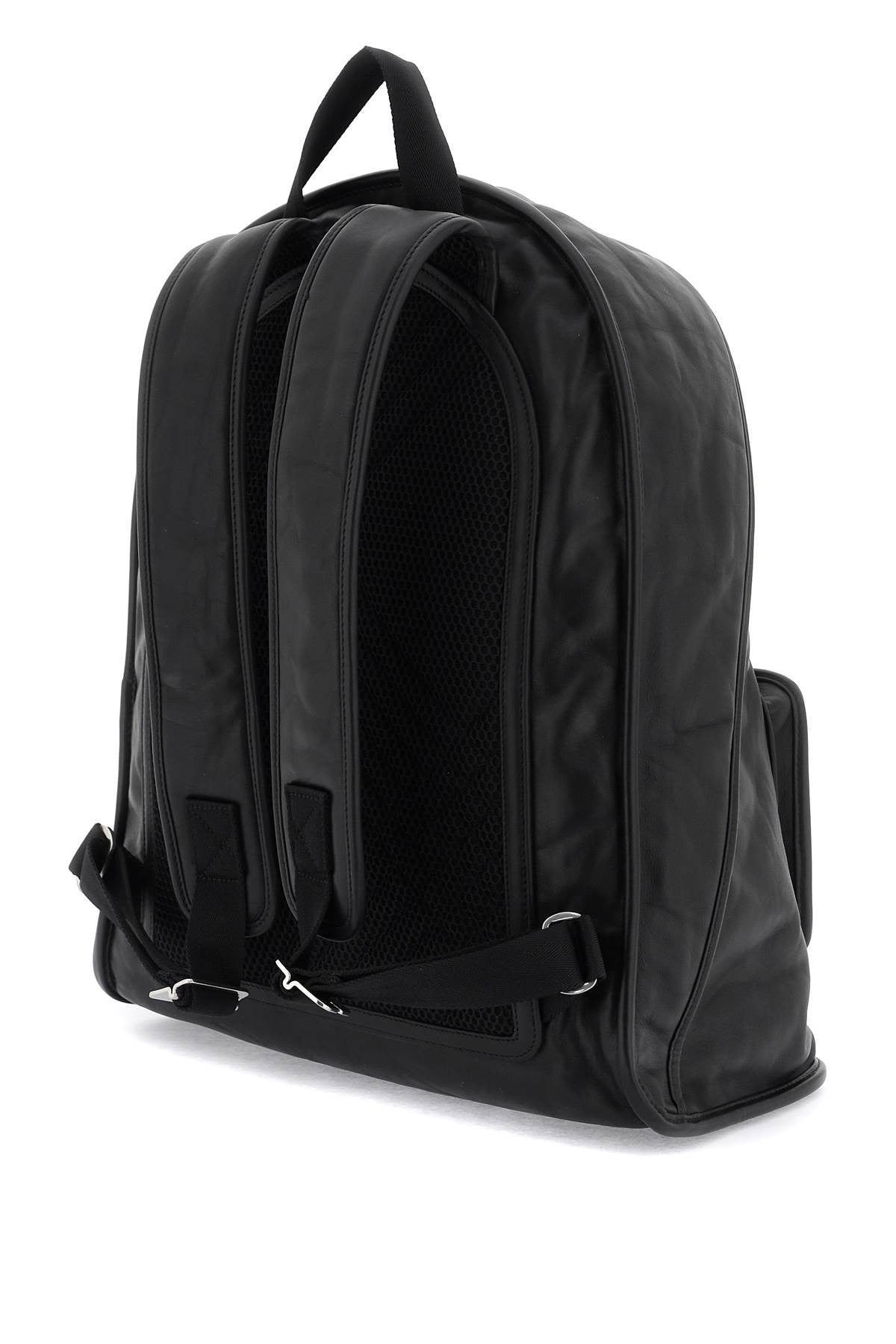 'Crinkled Leather Shield Backpack