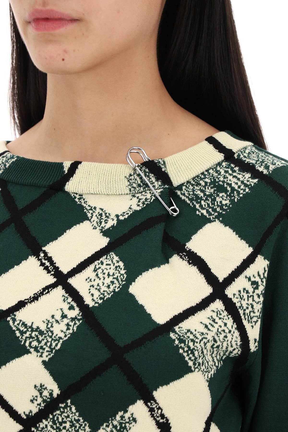 "Cropped Diamond Pattern Pullover