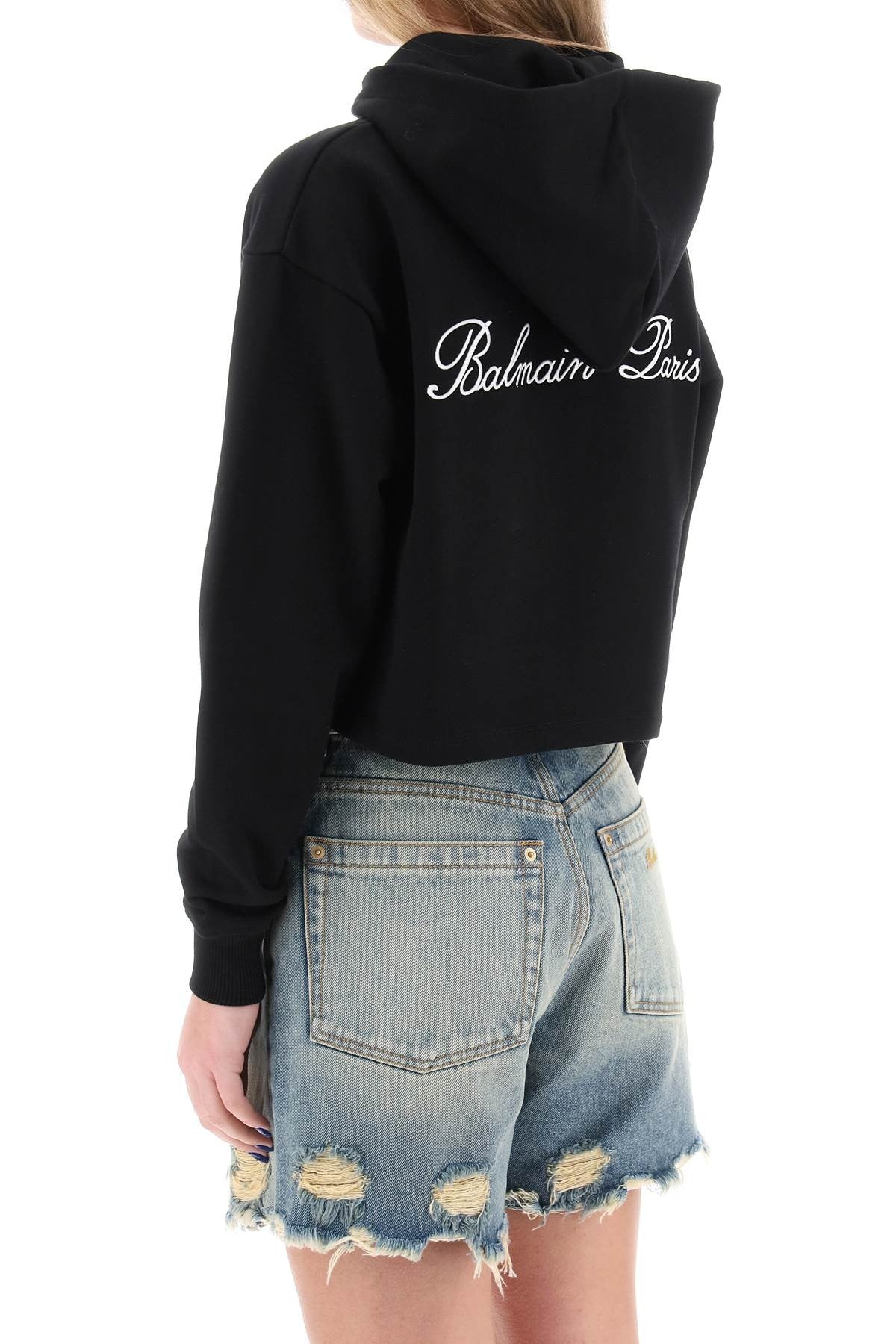 cropped hoodie with logo embroidery