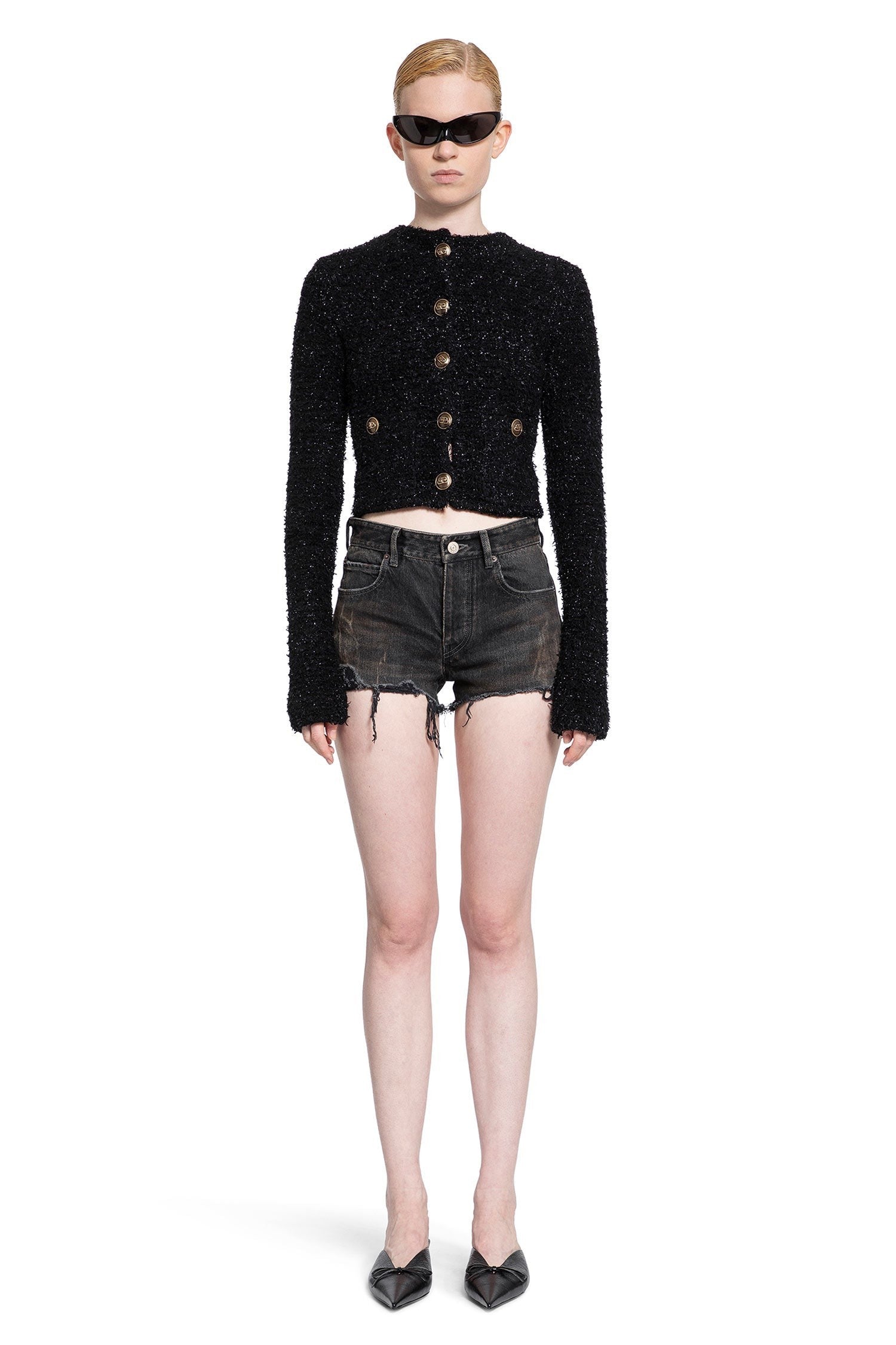 Cropped Lurex Cardigan