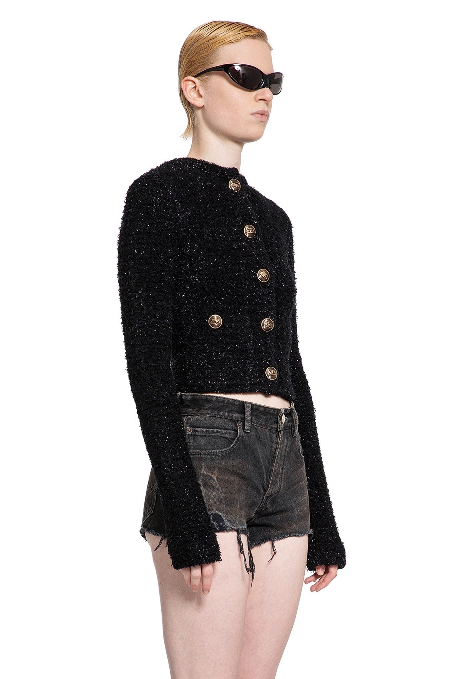 Cropped Lurex Cardigan