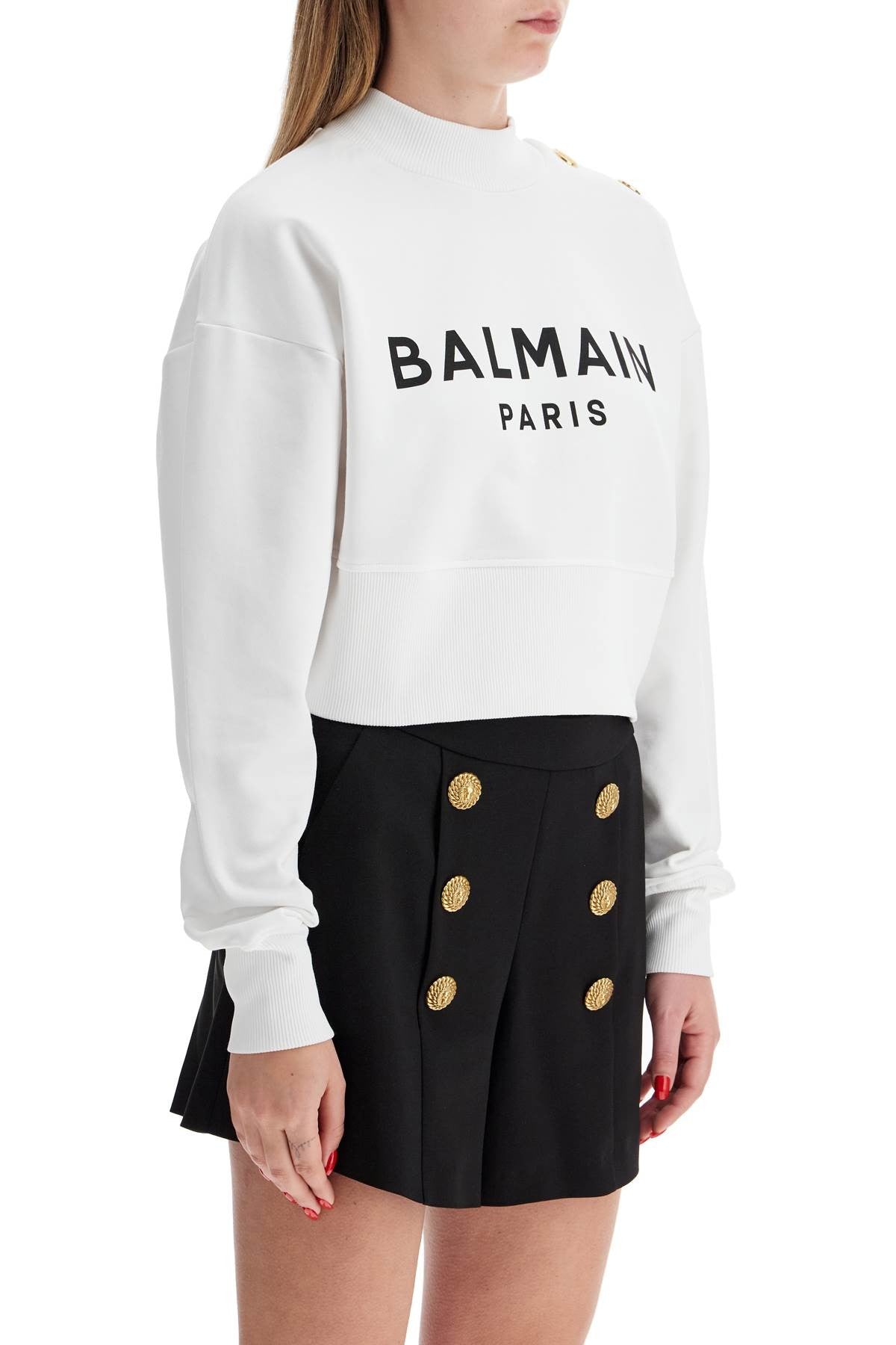 Cropped Sweatshirt With Buttons