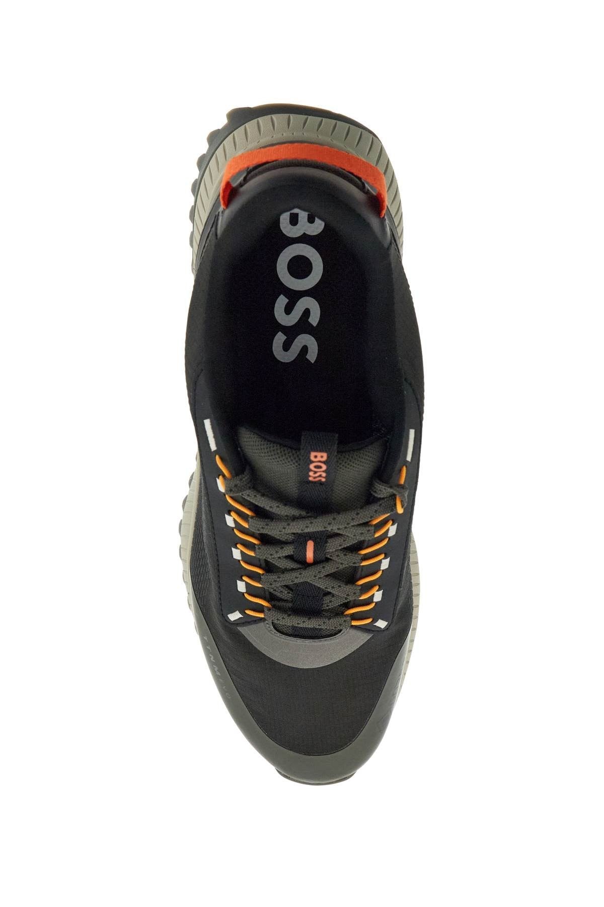 dark grey breathable sneakers with orange details ttnm evo_runn_rsgtx