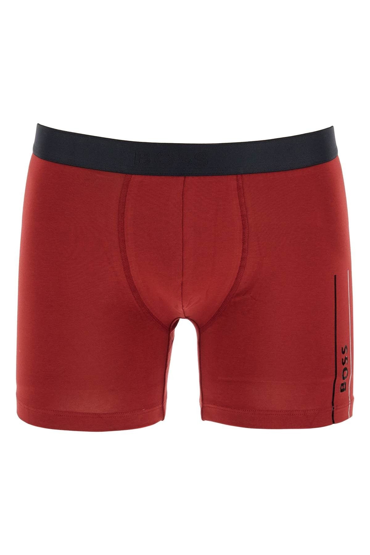 dark red slim fit boxer with side logo in cotton