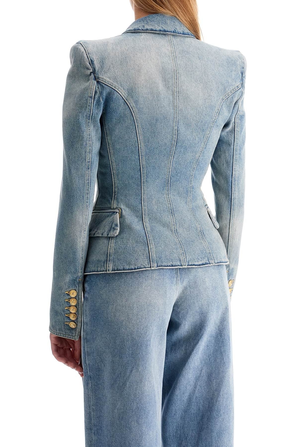 denim jacket with embossed buttons