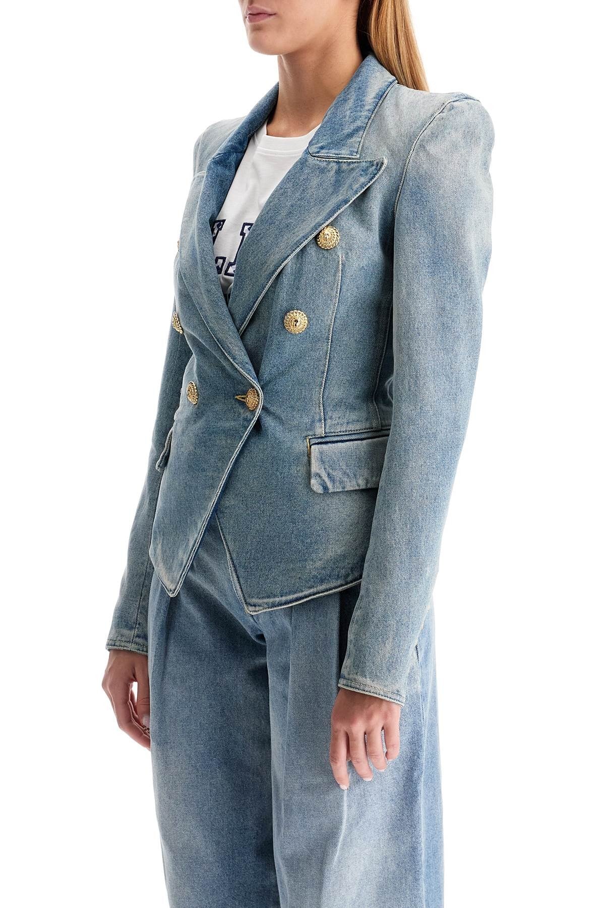 denim jacket with embossed buttons