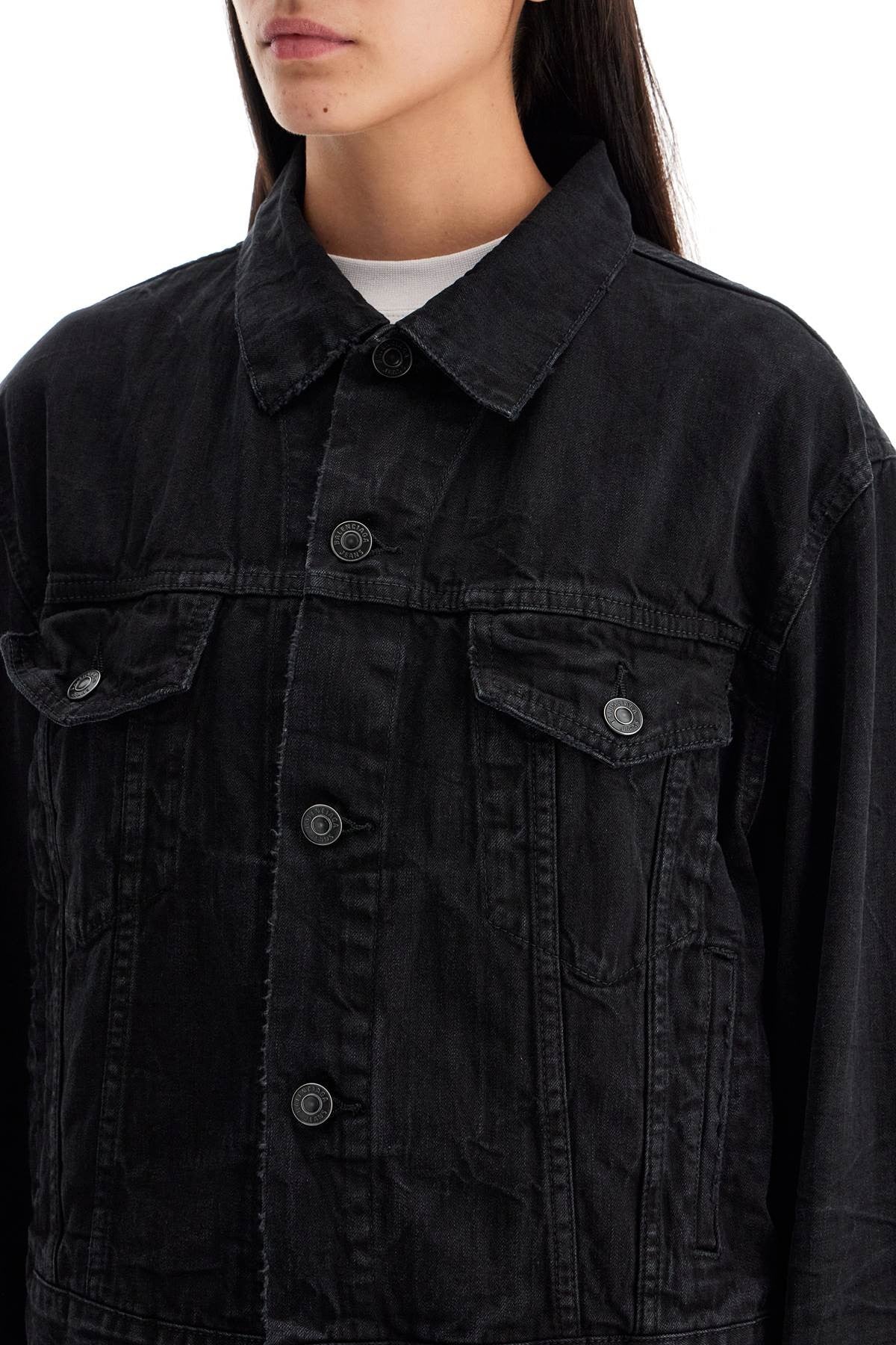 denim jacket with reflective logo