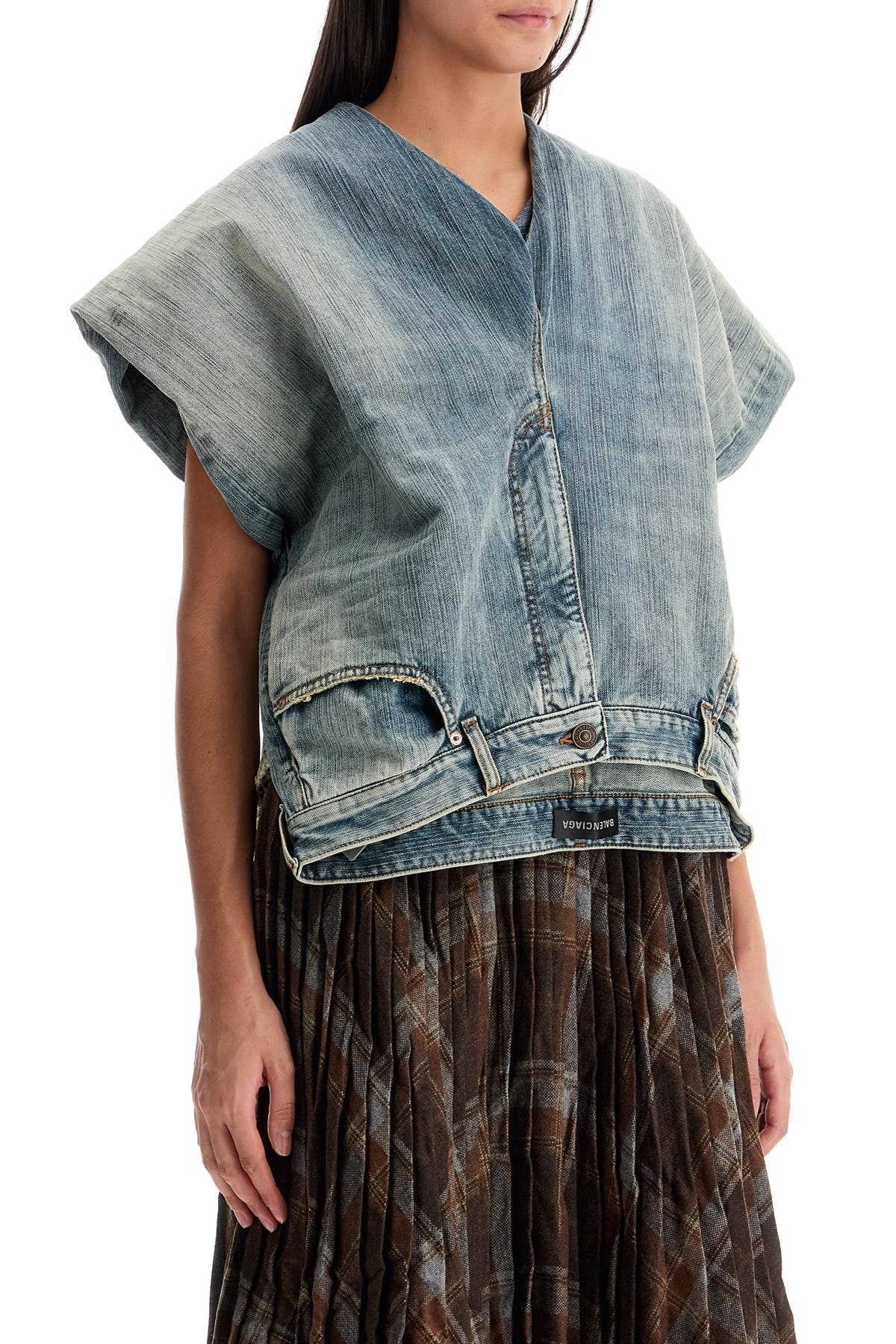 Denim Top With Trompe L