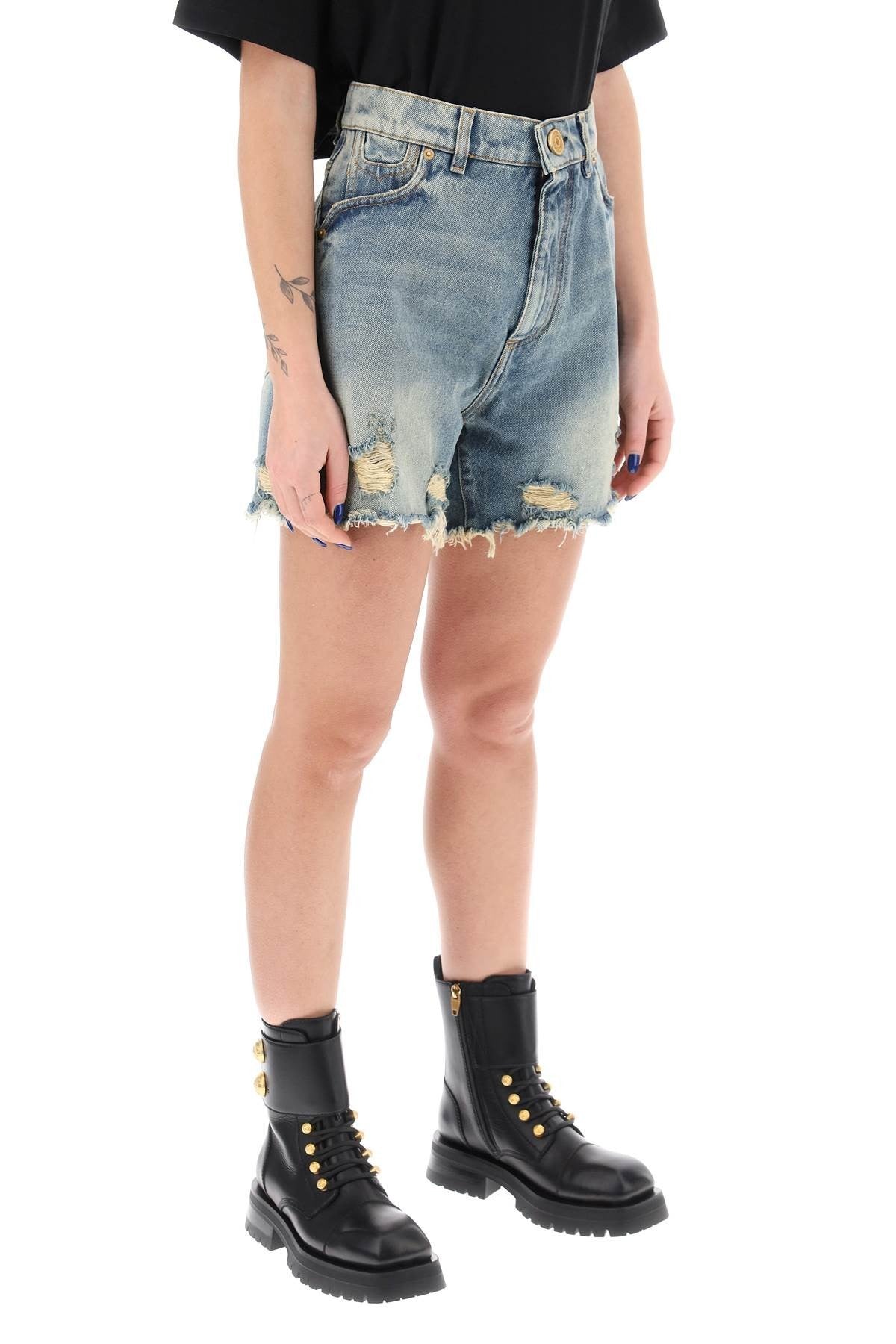 Distressed Denim Shorts