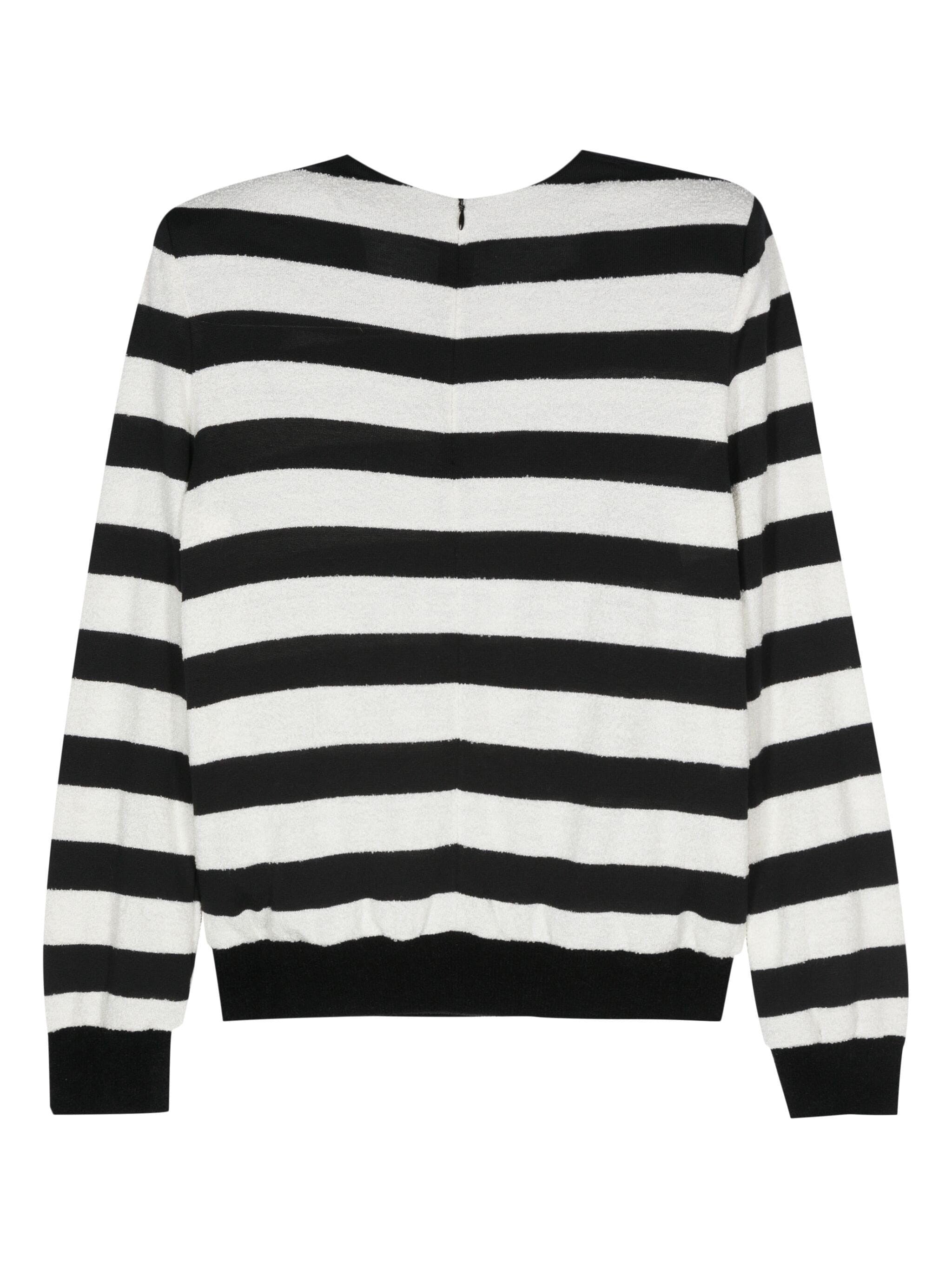 Embossed-Button Striped Jumper