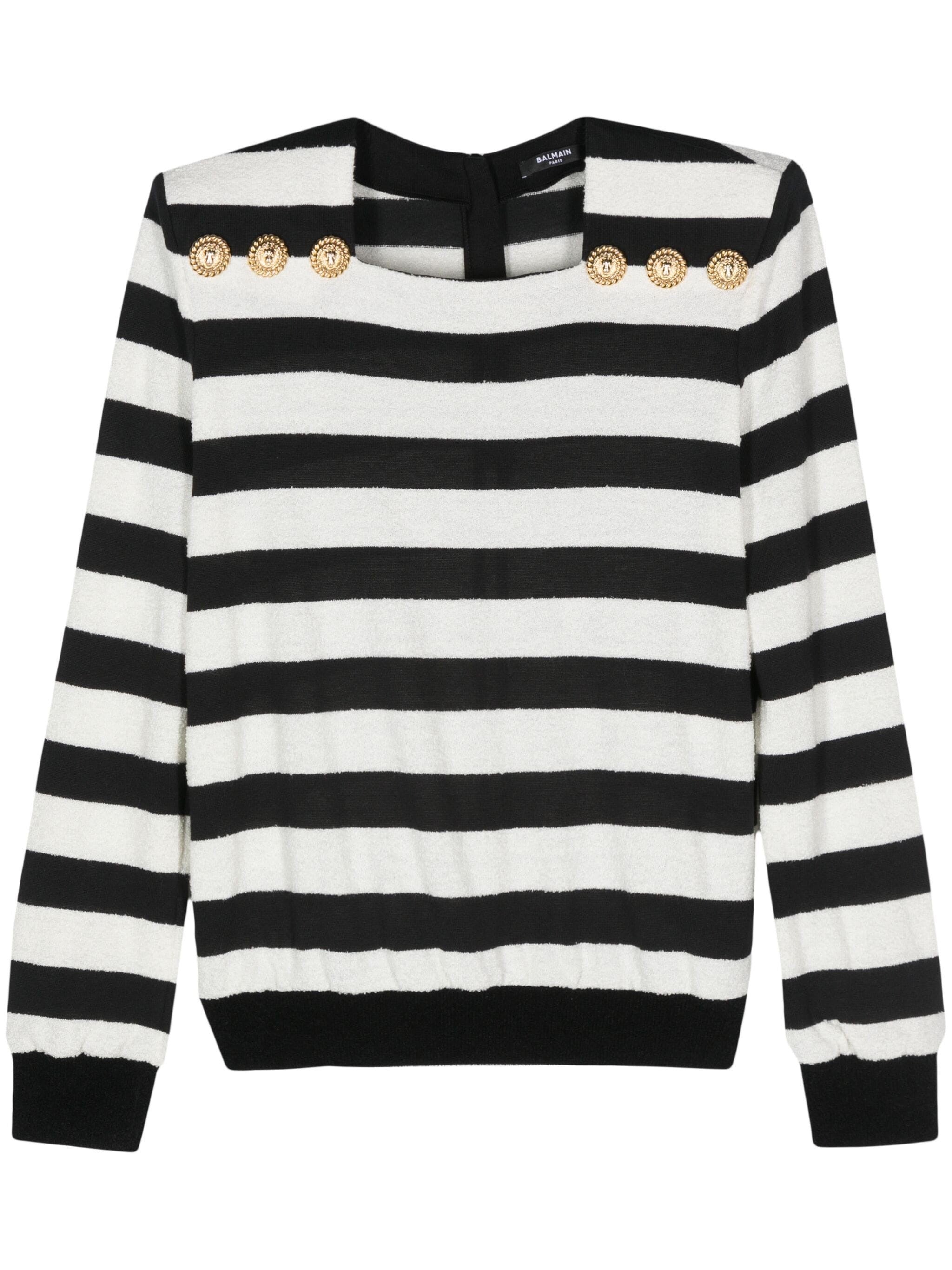 Embossed-Button Striped Jumper