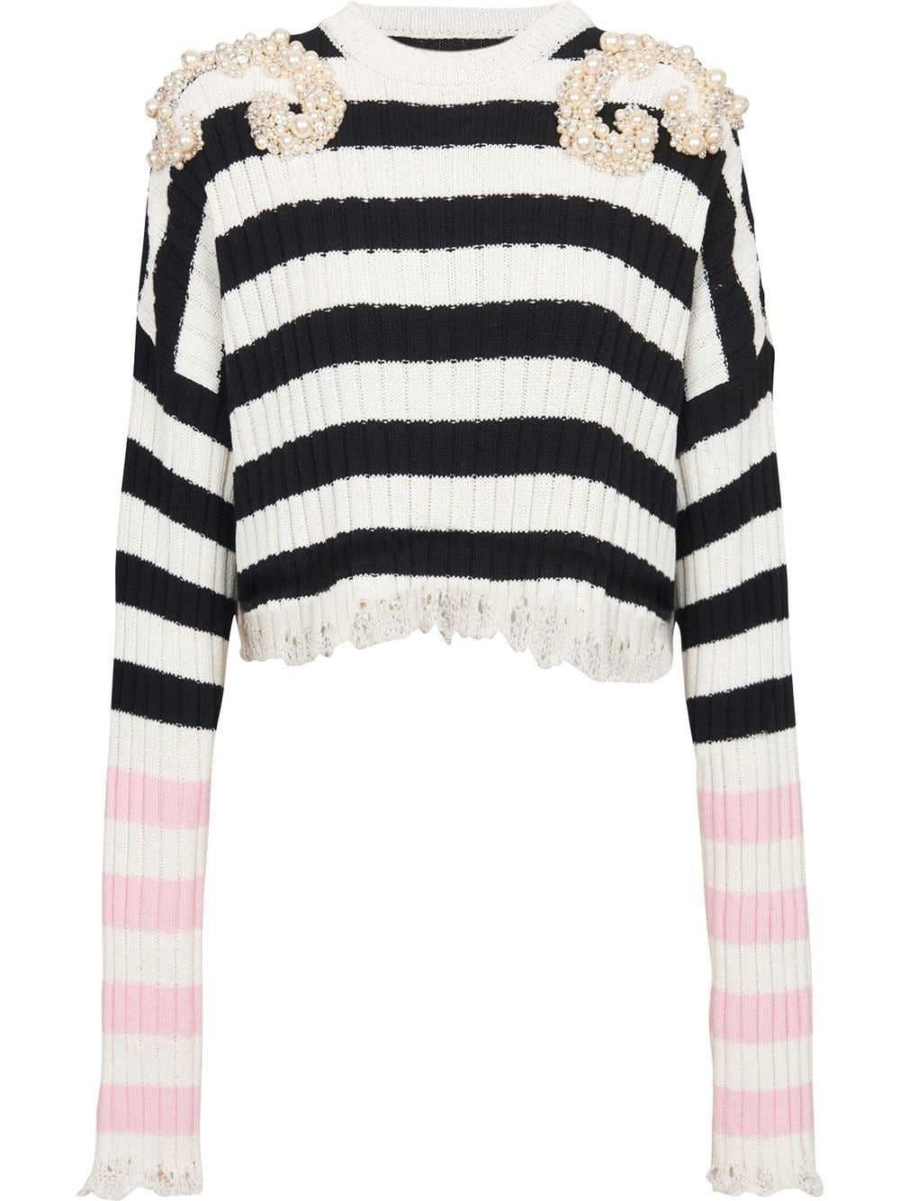 Embroidered Strip Pullover