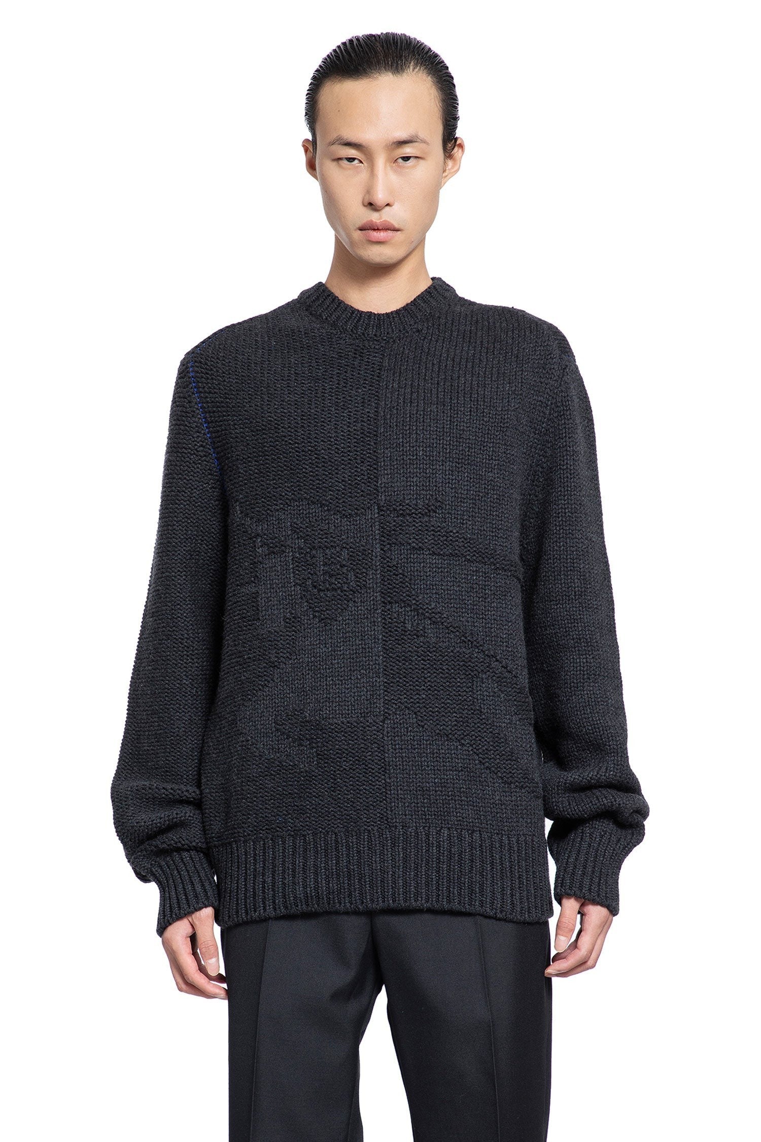 Equestrian Night Design Intarsia Knit Sweater