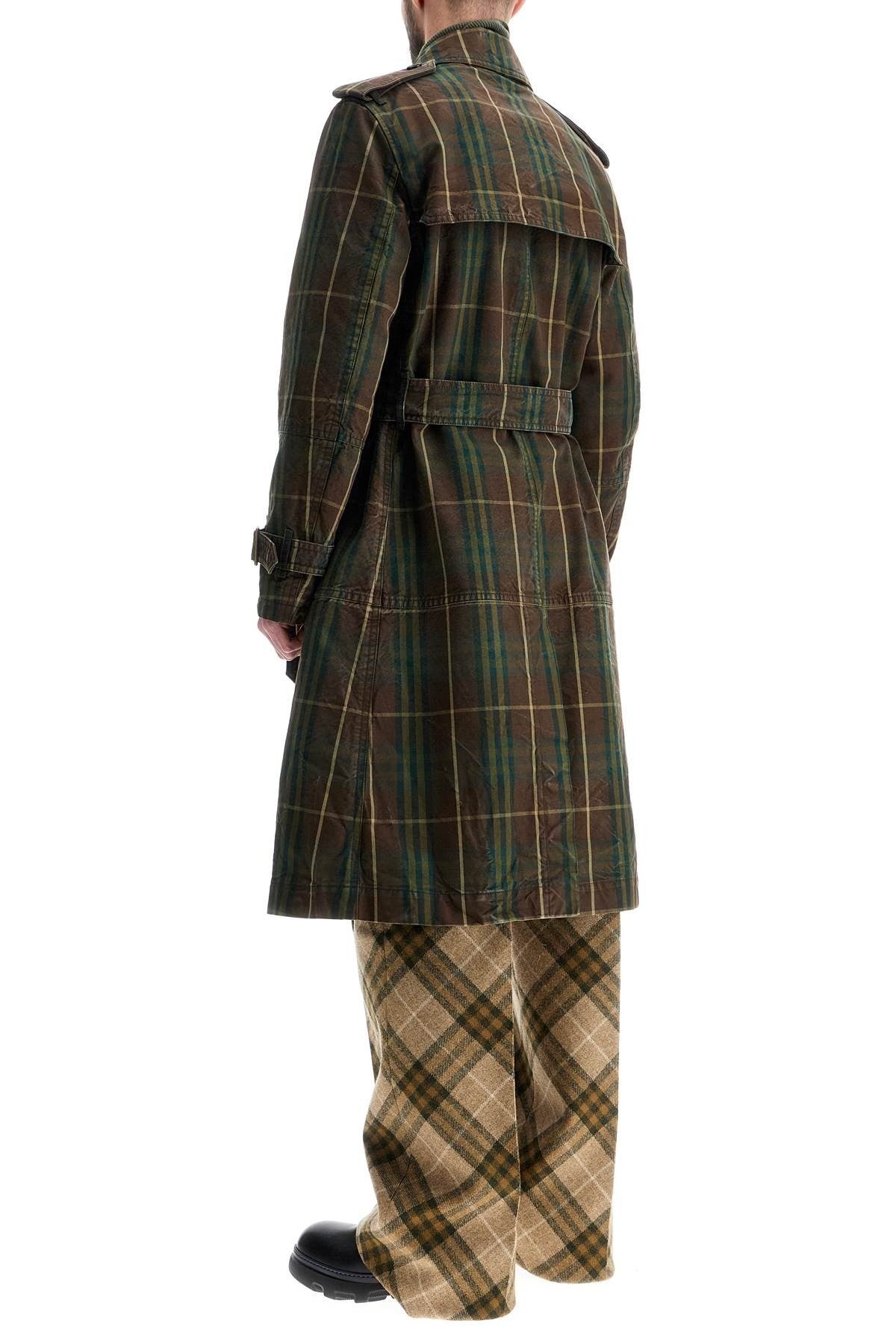 ered double-breasted trench coat in canvas