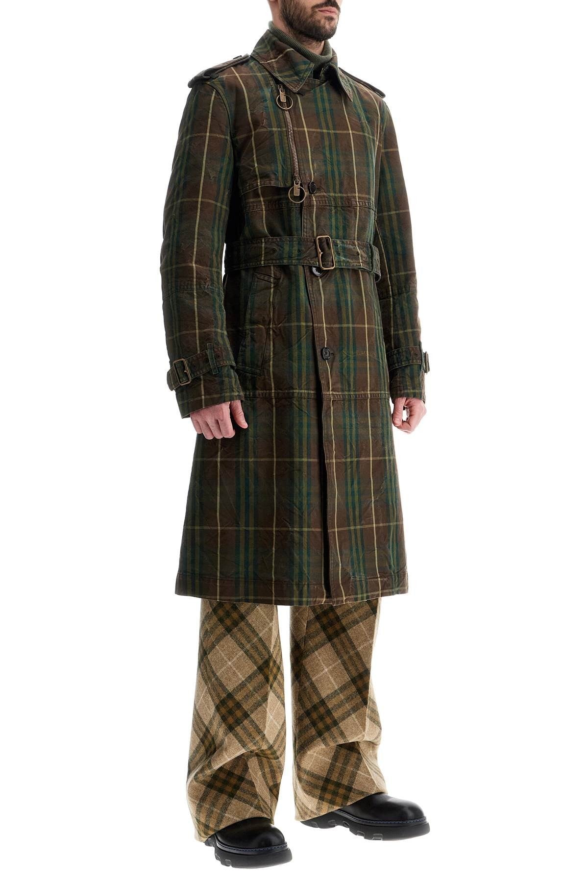 ered double-breasted trench coat in canvas