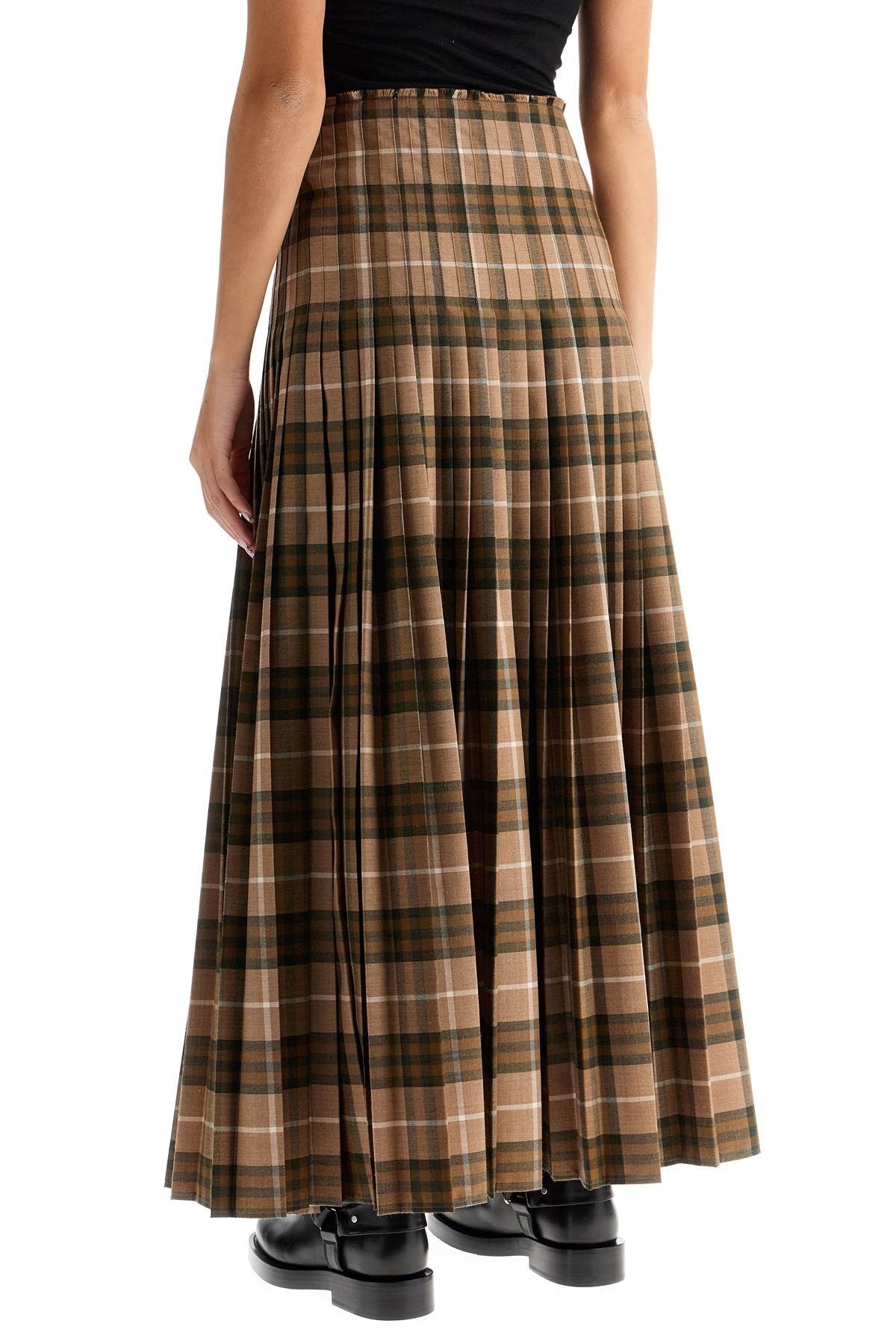 Ered Wool Blend Maxi Kilt Skirt