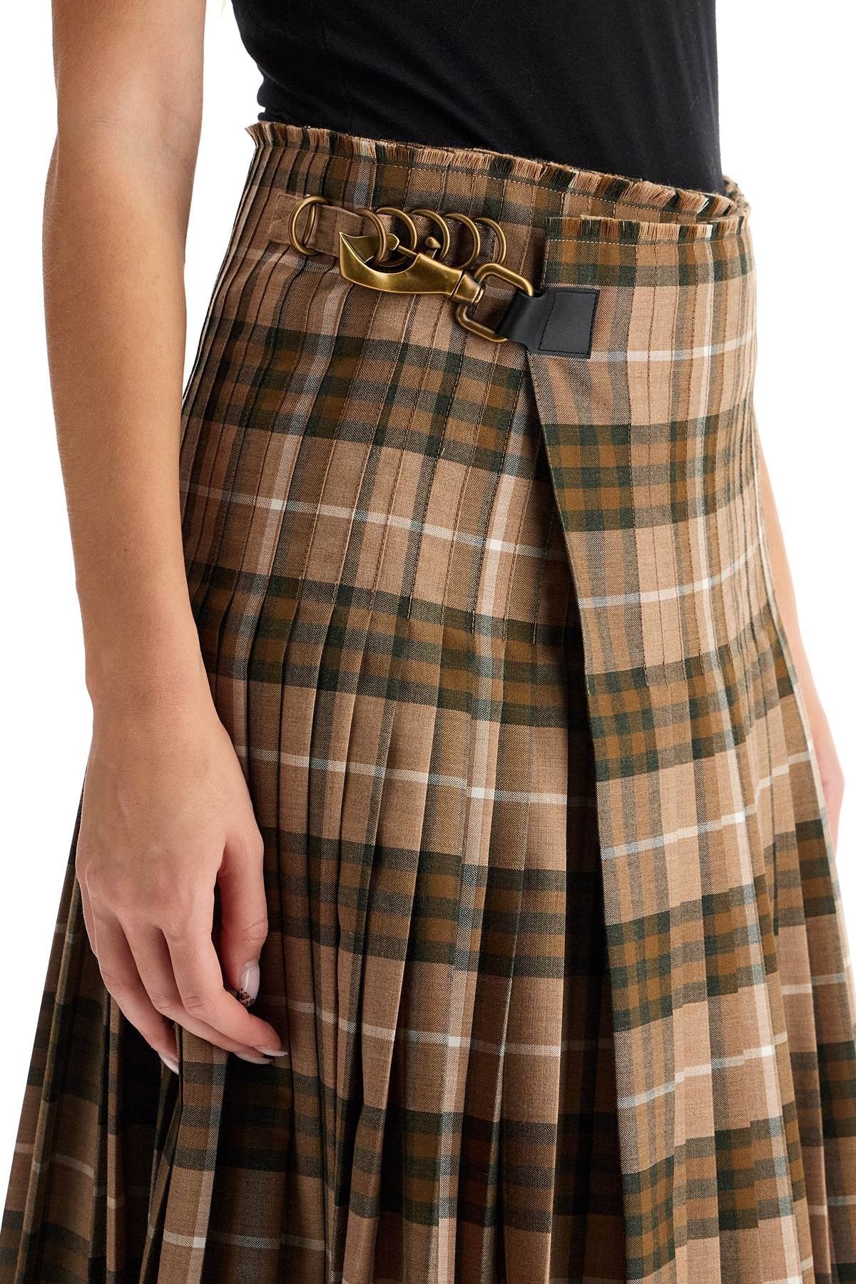 Ered Wool Blend Maxi Kilt Skirt