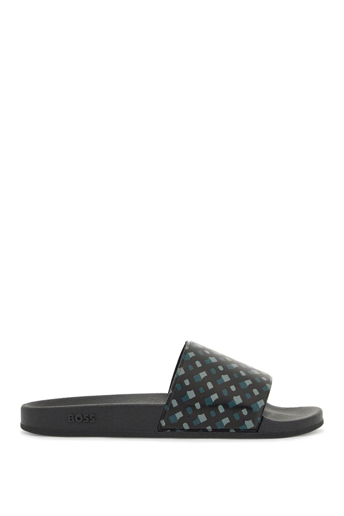 ergonomic slippers geometric design black made in italy