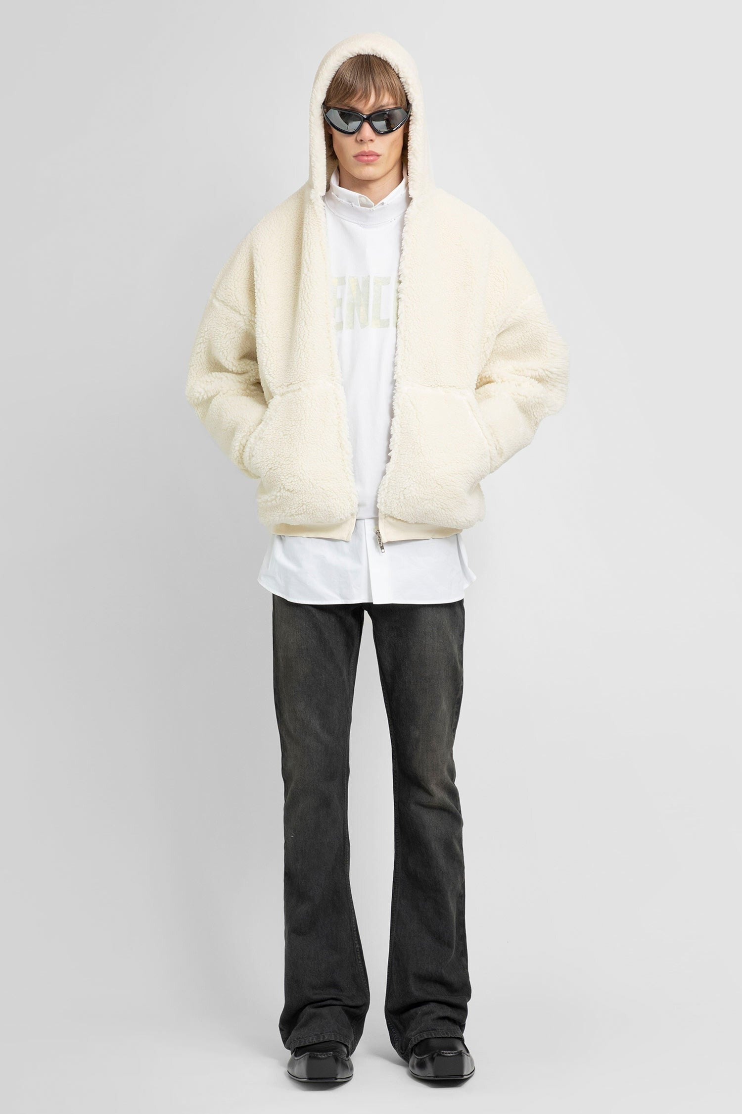 Fake Shearling Zipup Hoodie