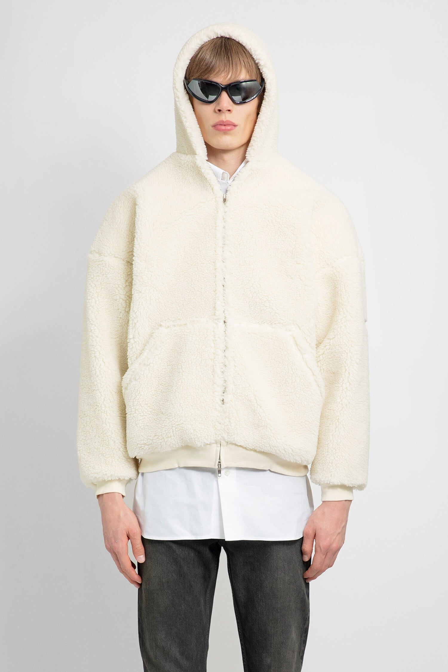 Fake Shearling Zipup Hoodie