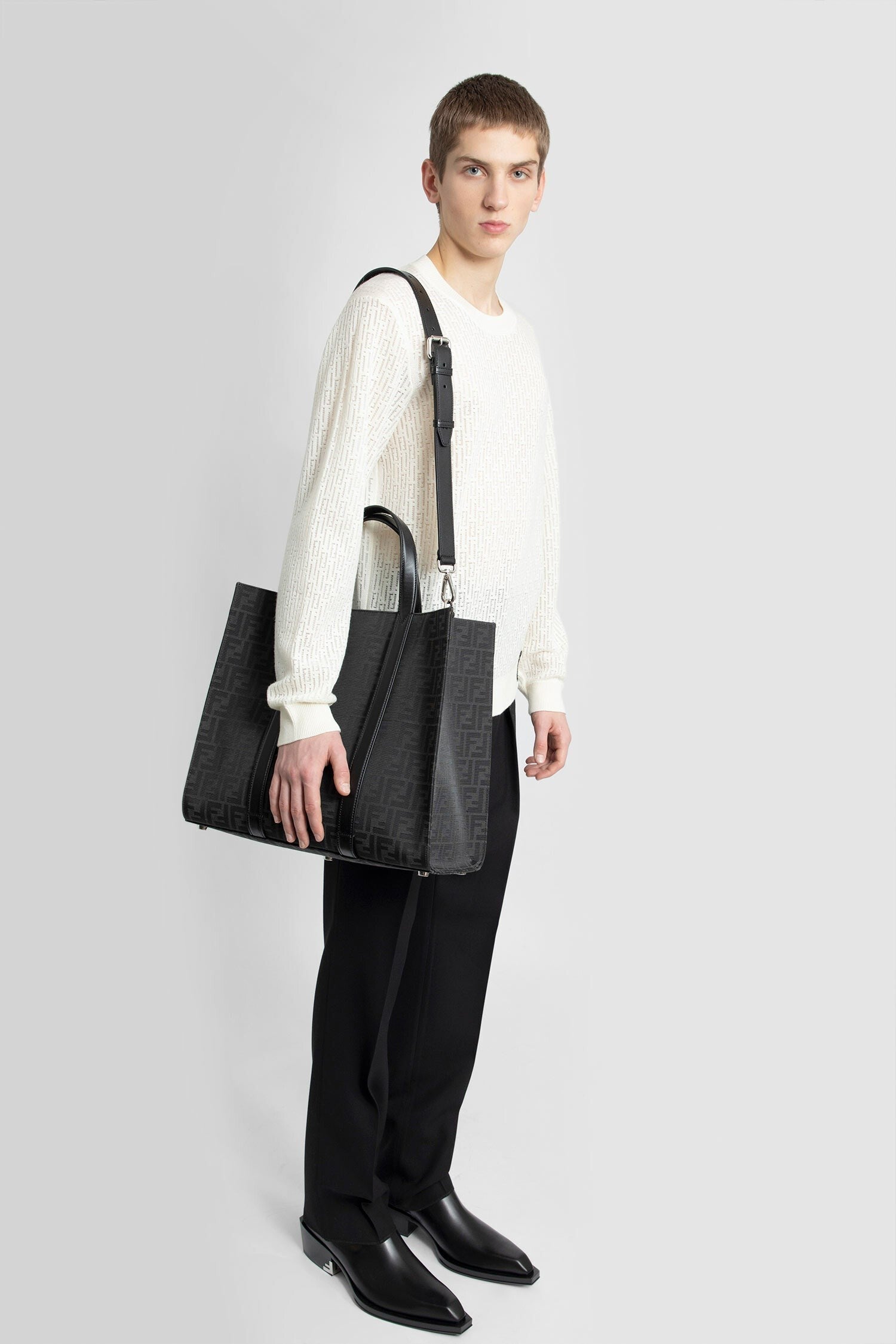 ff jaquard fabric shopper bag